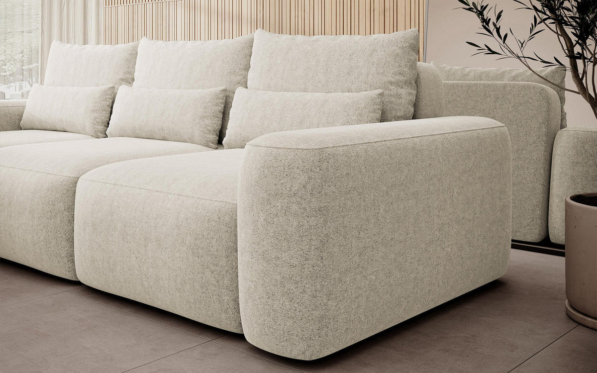 ECKSOFA Carnos Chenille-Bezug in Creme - Creme, Textil (264/162cm) - Selsey