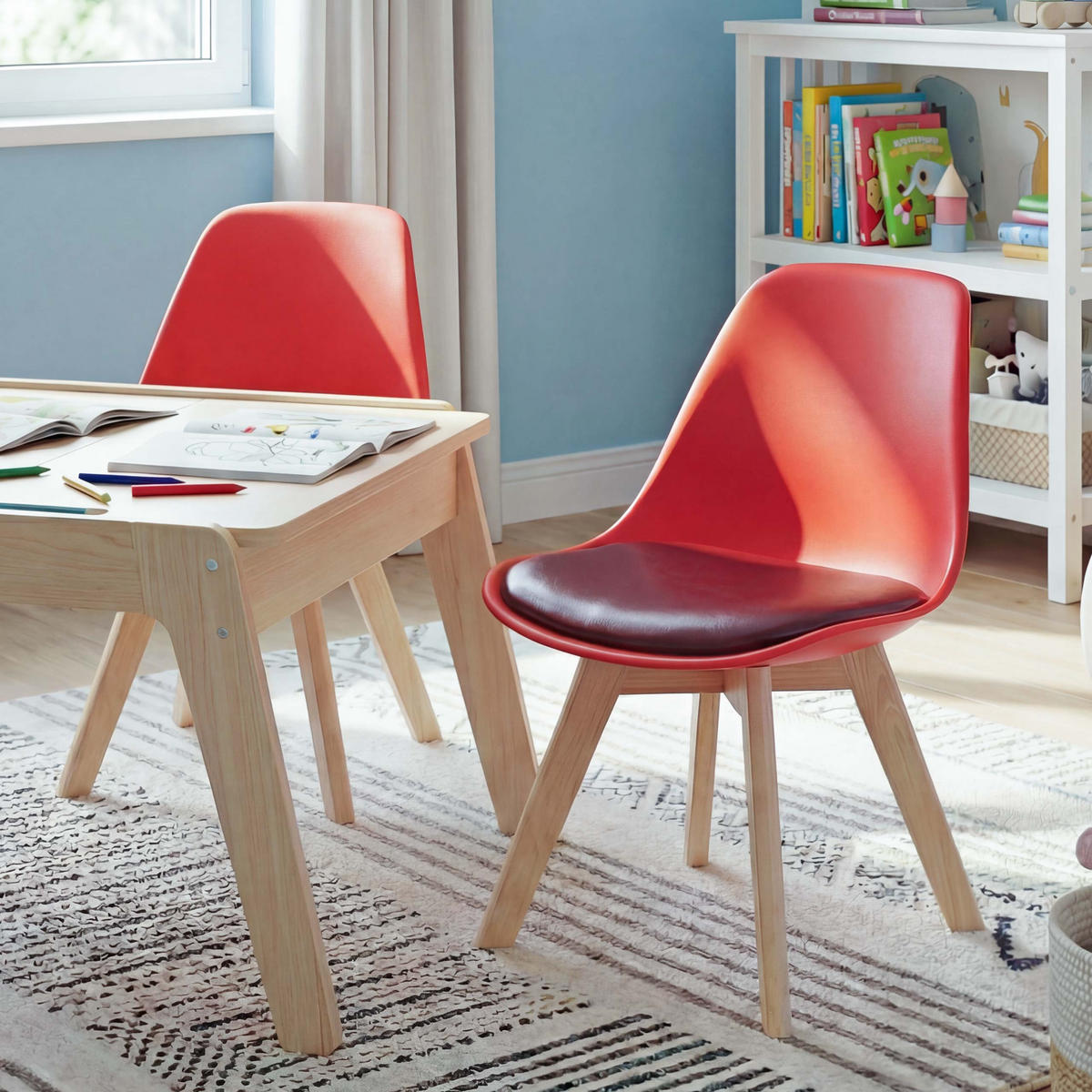 KINDERSTUHL Rot 2er-Set - Rot, Textil (38/55/39cm) - MCW
