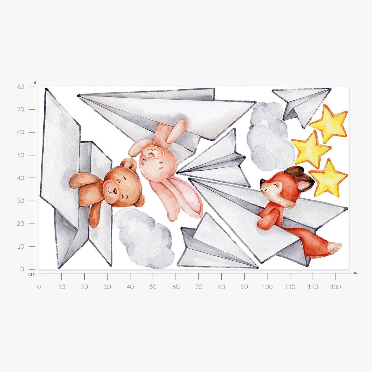 WANDAUFKLEBER 80x136cm - Niedliche Tiere - Multicolor, Kunststoff (80/136/0.1cm) - Wallfluent