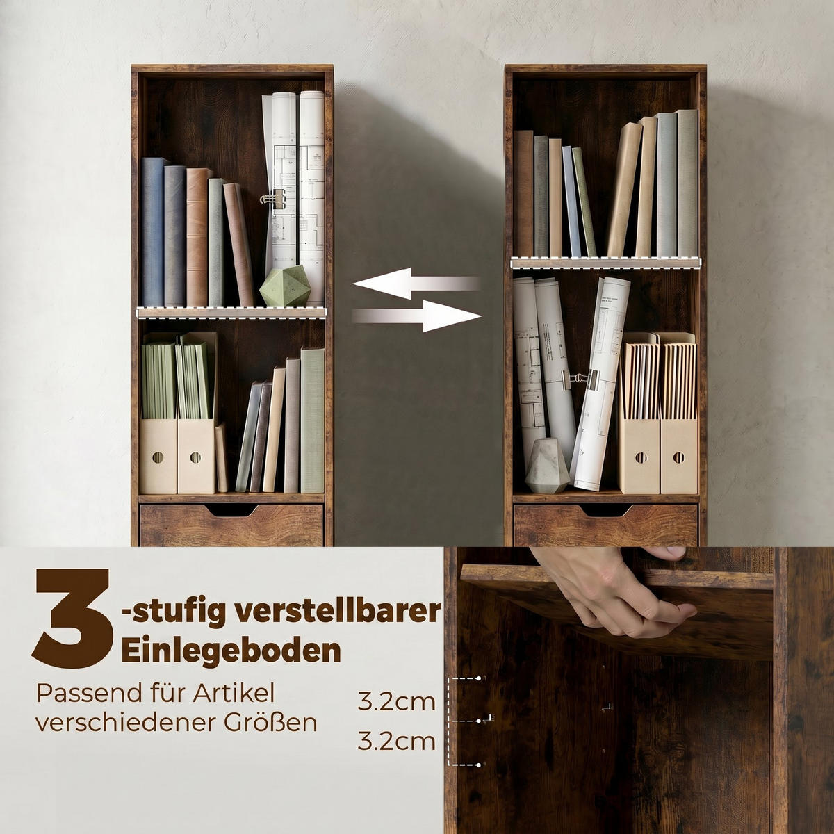 BÜCHERREGAL Spanplatte Braun - Braun, Holzwerkstoff (24/158/30cm) - HOMCOM