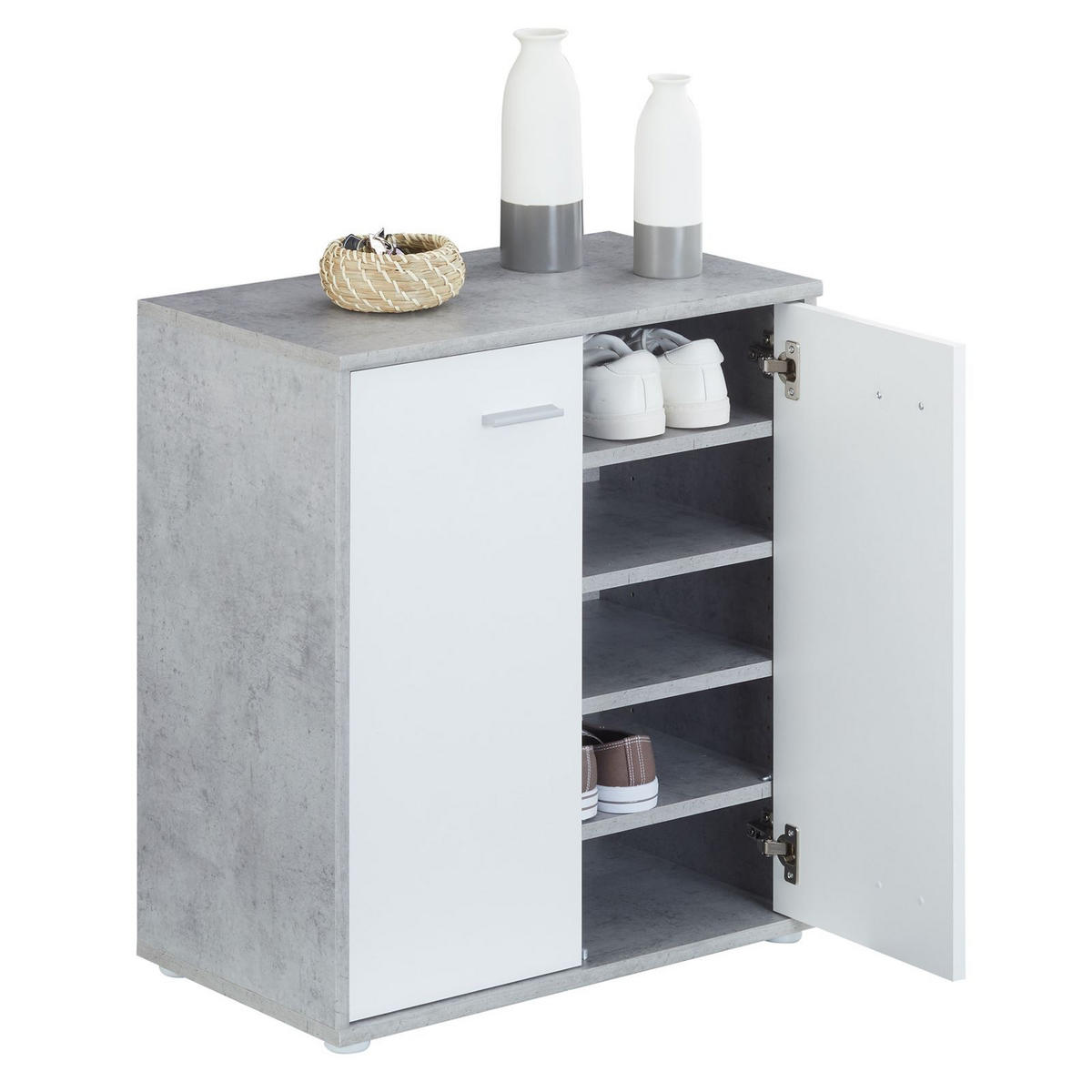 SCHUHSCHRANK LENNIS - Weiß/Grau, Holzwerkstoff (60/70/35cm) - CARO-Möbel