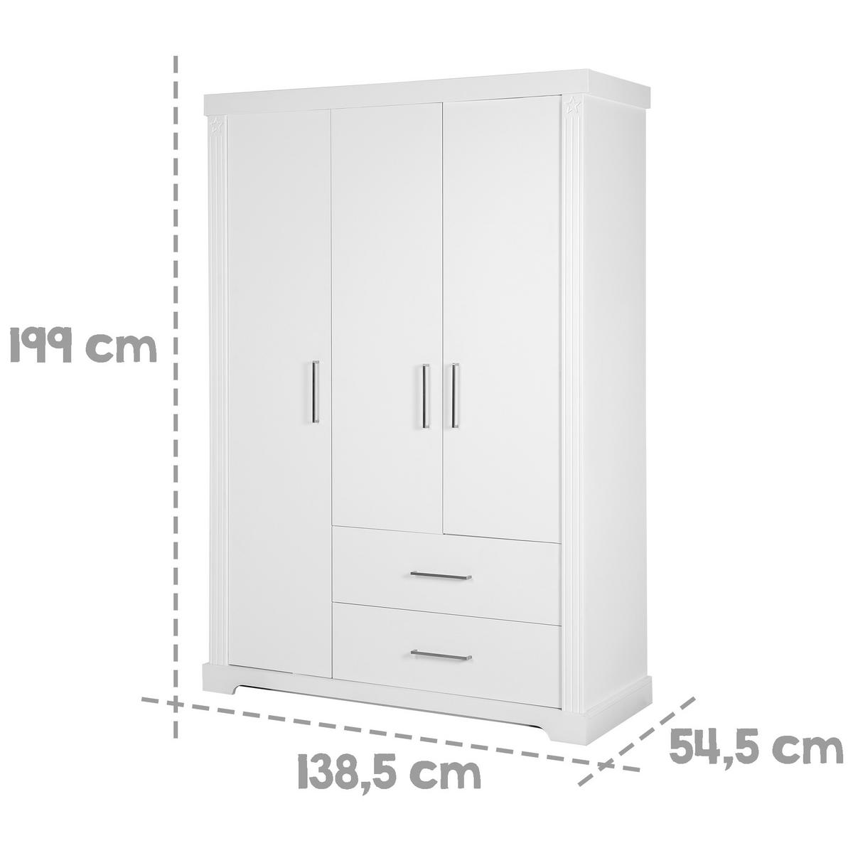 KLEIDERSCHRANK Maxi - Weiß, Holzwerkstoff/Metall (138.5/199/54.5cm) - Roba