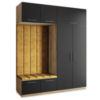 GARDEROBENSCHRANK REMA 200/240/60 cm Modern Garderobe-Set Eiche Wotan - Gelb/Eiche Wotan, Holzwerkstoff (200/240/60cm) - MASSENO