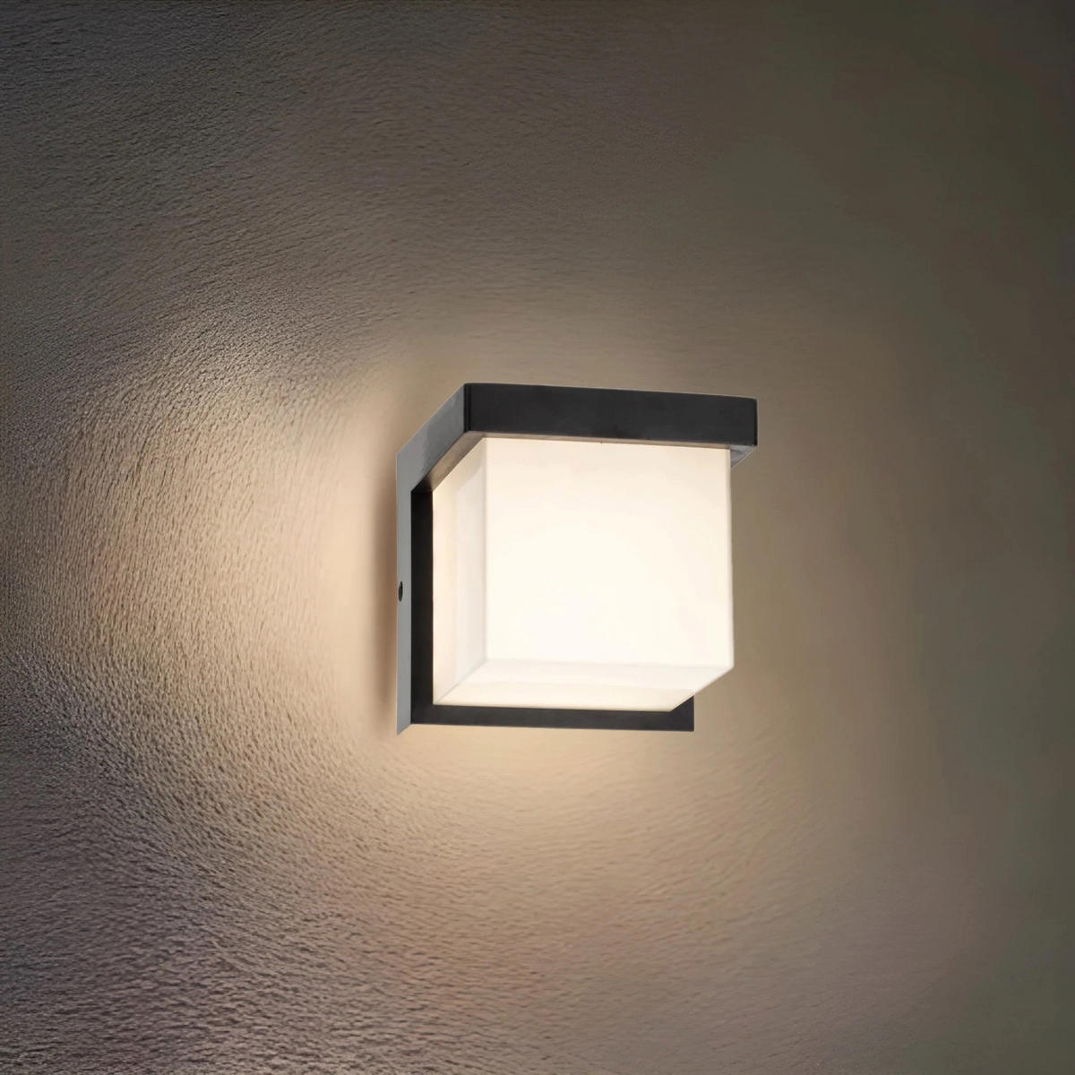 AUSSENWANDLEUCHTE ADDISON Schwarzer Würfel Integrierte LED 4000k Naturweiß IP65 - Schwarz, Kunststoff (11.5/11.5/11.5cm) - CGC Europe