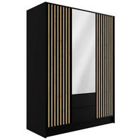 KLEIDERSCHRANK NELIA - 150 cm - Schwarz/Eiche Artisan, Holzwerkstoff (150/200/51cm) - ALTDECOR