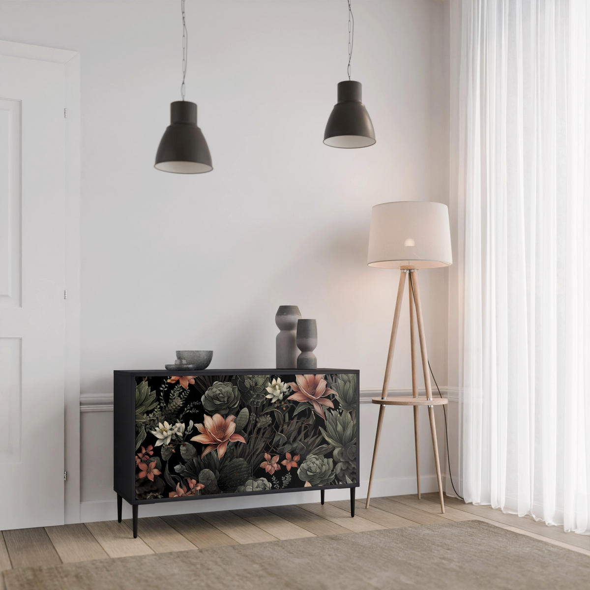 SIDEBOARD SECRET VERDURE, Eicheneffekt, 111x42x77,5 cm, 2 Türen - Eichefarben/Buchefarben, Holzwerkstoff/Buchenholz (111/77.5/42cm) - SpaceRebels