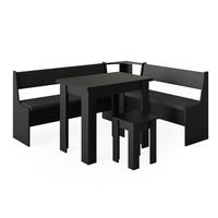 ECKBANKGRUPPE Roman Schwarz 150 x 41.5 cm mit Tisch - Schwarz/Sonoma Eiche, Holzwerkstoff (180/80/150cm) - Vicco