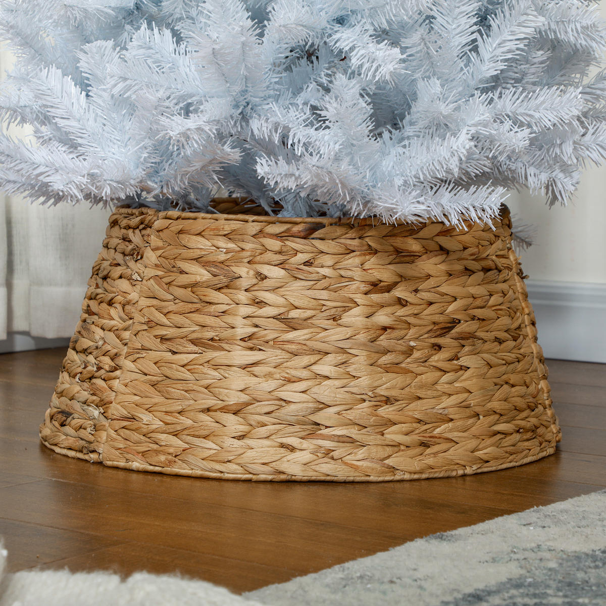 WEIHNACHTSBAUMROCK Ø 60 cm Weihnachtsbaum Kragen aus Wasserhyazinthe, Natur - Naturfarben, Kunststoff/Metall (28cm) - HOMCOM