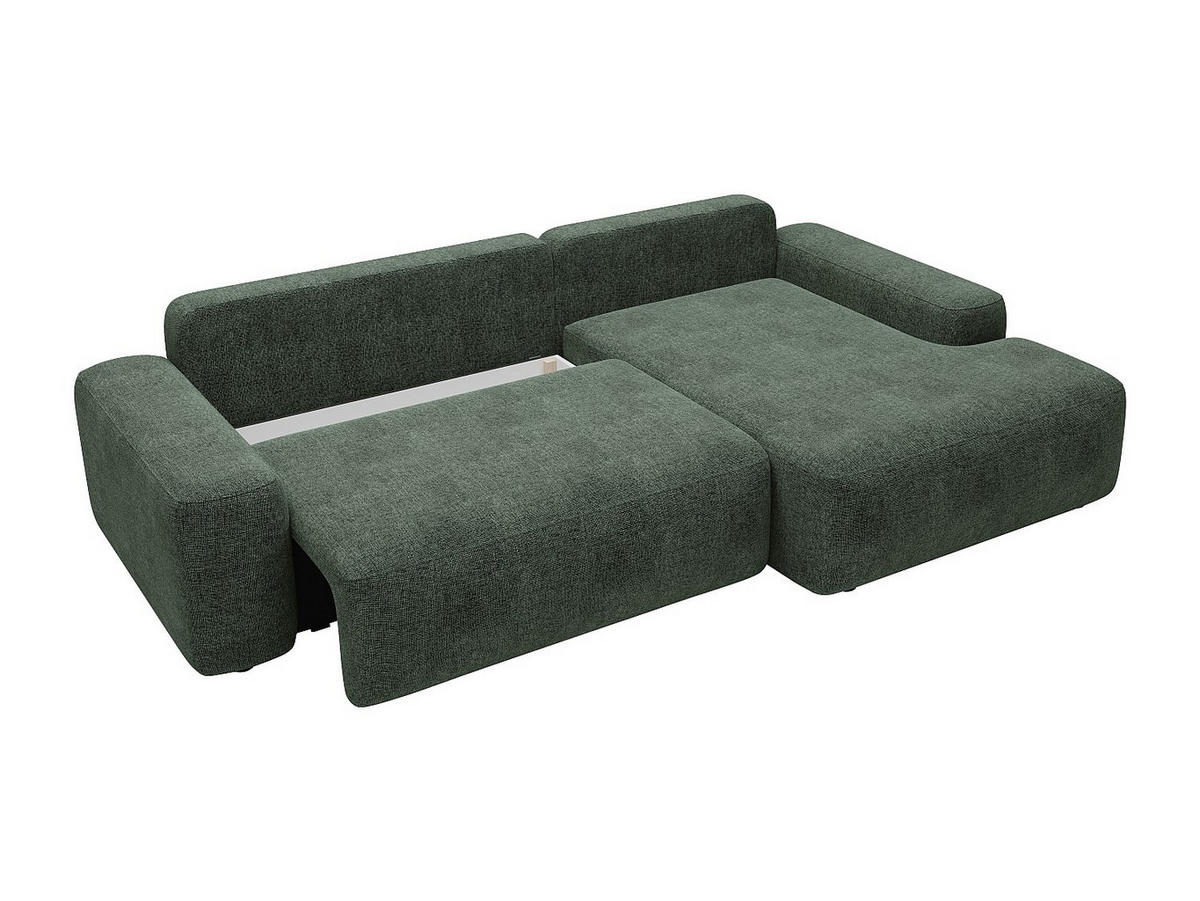 ECKSOFA mit Schlaffunktion - Ecke rechts - Strukturstoff - Grün - DAVISO - Grün, Textil (264/162cm) - Vente-Unique