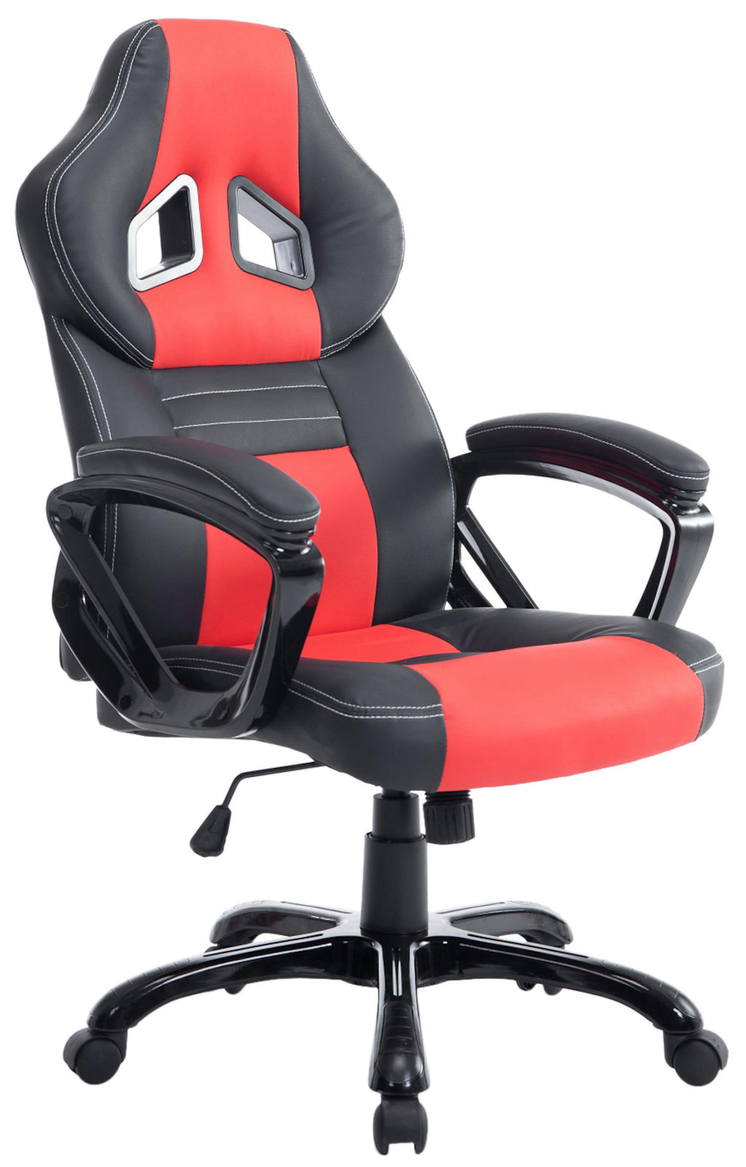 BÜROSTUHL Peso, Kunstleder Schwarz/Rot - Rot, Kunststoff/Textil (65/124/70cm) - TPFLiving