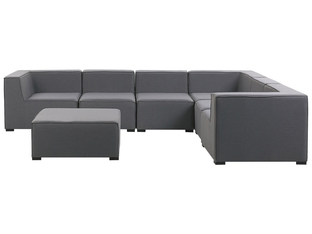 LOUNGE SET 7-Sitzer grau linksseitig modular Arezzo - Grau, Textil - Beliani