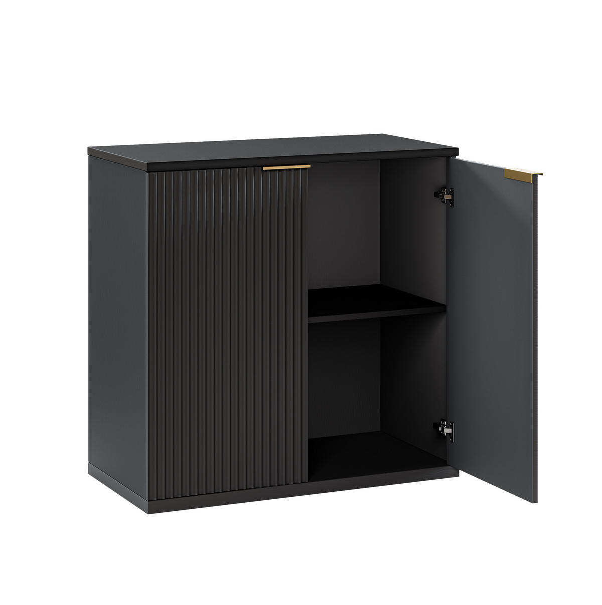 SIDEBOARD aus MDF 80x40x80 cm Schwarz mit 2 Türen und Faltenfront - Schwarz, Holzwerkstoff (80/80/40cm) - Modfu