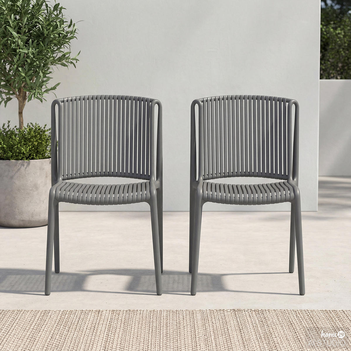 GARTENSTUHL - 2er-Set - Polypropylen - Anthrazit, Kunststoff (53/83/56cm) - home24