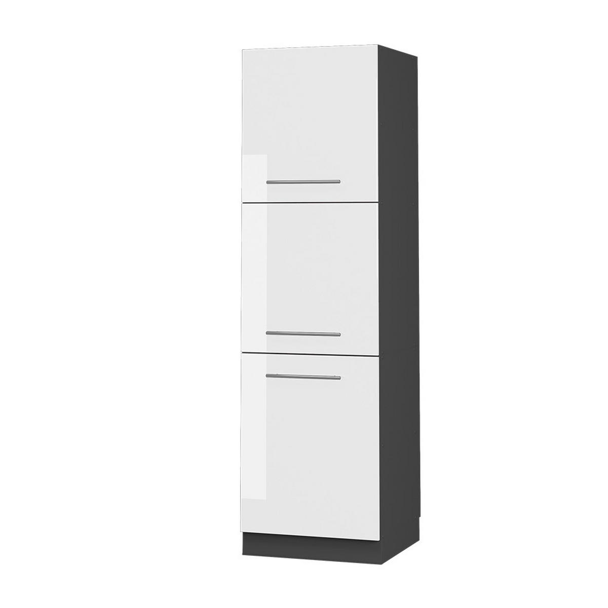 HERDUMBAUSCHRANK Fame-Line Weiß Hochglanz 60 cm - Weiß Hochglanz/Anthrazit, Holzwerkstoff (60/206.8/58cm) - Vicco