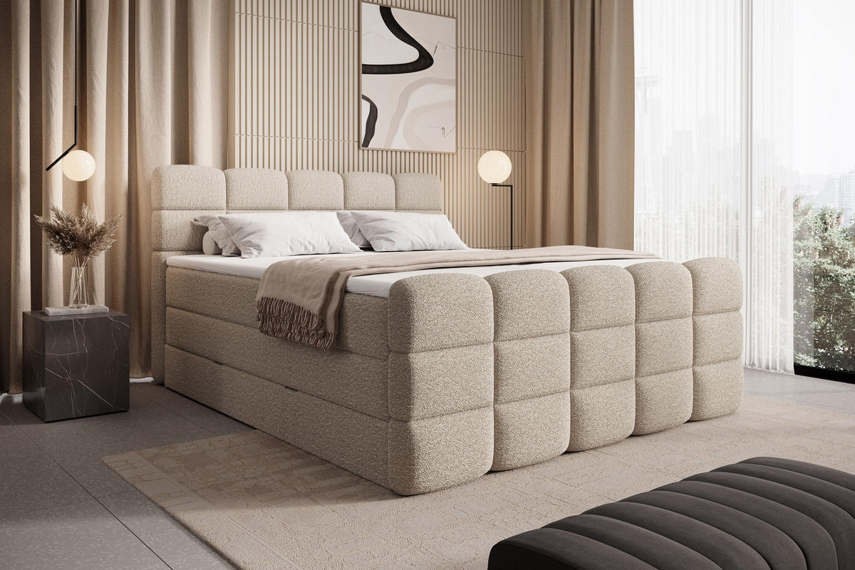 BOXSPRINGBETT Carenzo 1 beige 200/200 cm H3/H4 - Beige, Textil (200/200cm) - wonello