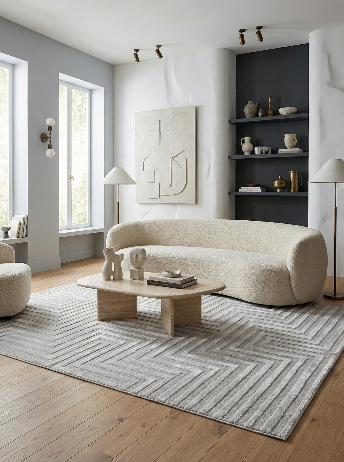 TEPPICH Wohnzimmer 3D-Effekt Pflegeleicht Waschbar OEKO-TEX Silber 160x230 cm Gekettelt Flur – ILLER - Silberfarben, Textil (160/230cm) - KADIMA DESIGN