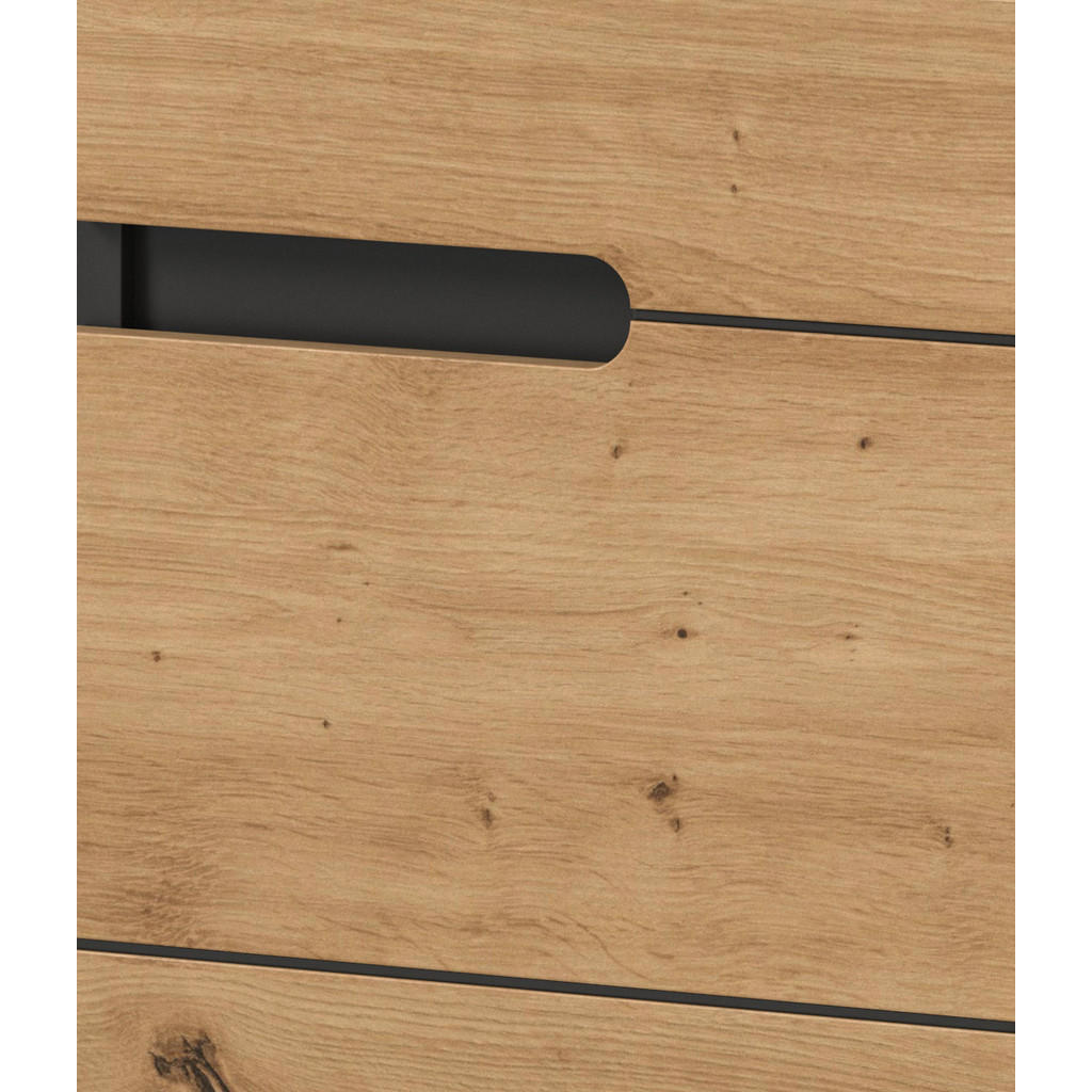 Thumbnail - Inn.Furn Badmöbel-Set, Eiche Artisan, Grau, Holzwerkstoff, Glas, Metall, Nachbildung, Uni, Holz Optik, 10 Fächer, Rechte...