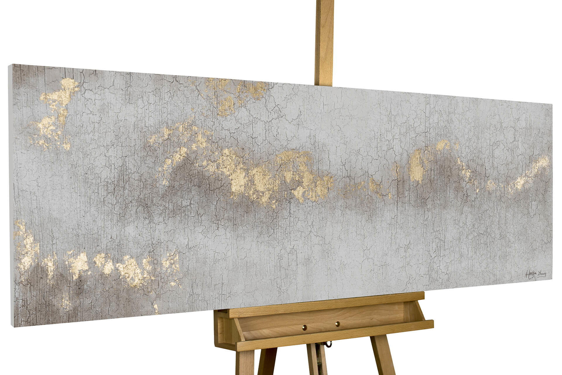 ACRYLBILD HANDGEMALT 150/50 cm - Grau, Holz/Textil (2.4/50cm) - KUNSTLOFT