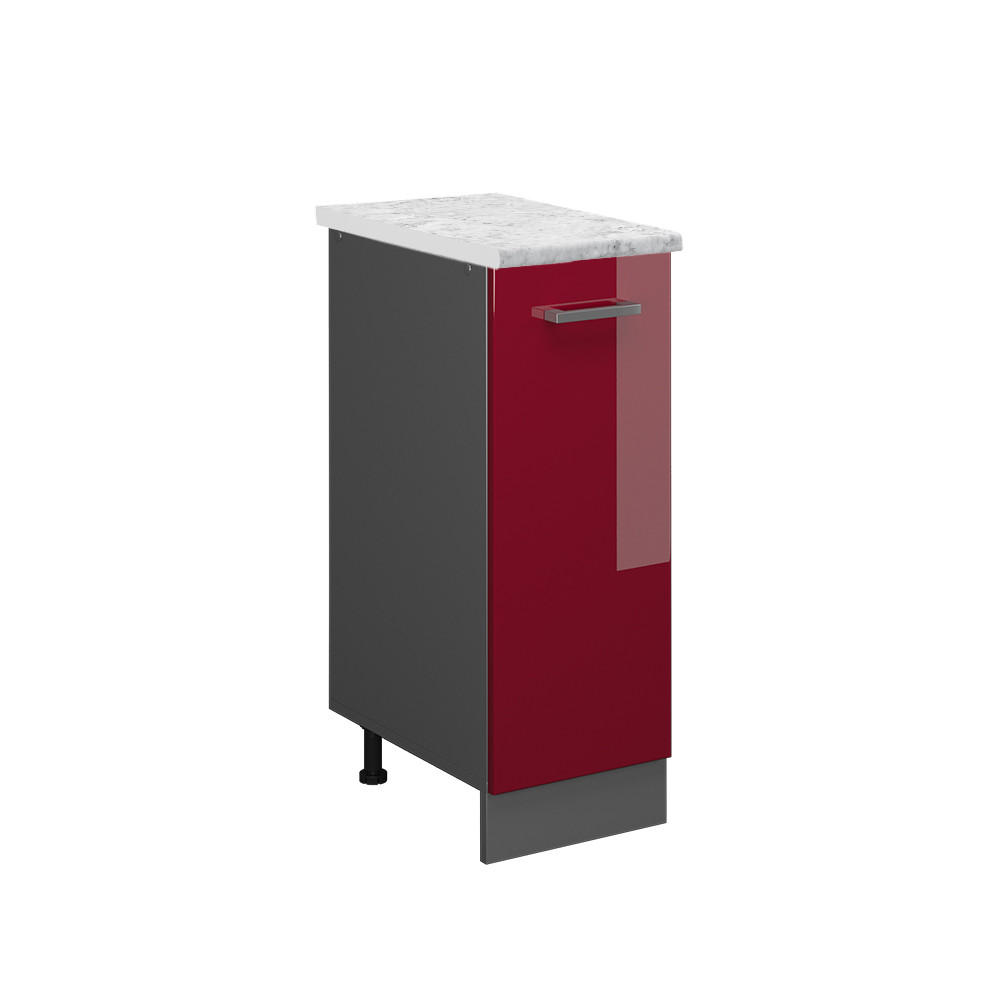 APOTHEKERSCHRANK R-Line Rot Hochglanz 30 cm AP Marmor - Bordeaux/Anthrazit, Holzwerkstoff (30/81.6/60cm) - Vicco
