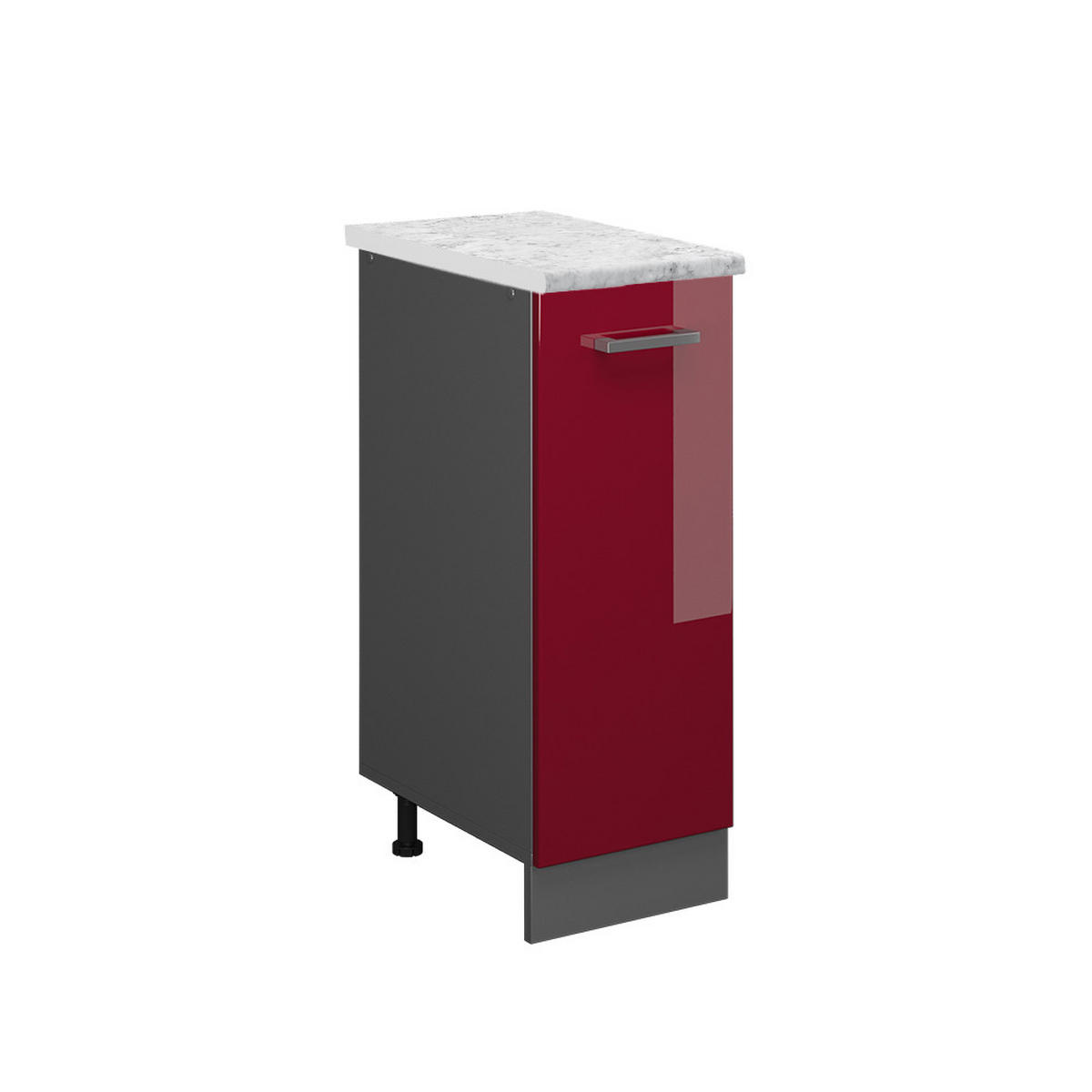 APOTHEKERSCHRANK R-Line Rot Hochglanz 30 cm AP Marmor - Bordeaux/Anthrazit, Holzwerkstoff (30/81.6/60cm) - Vicco