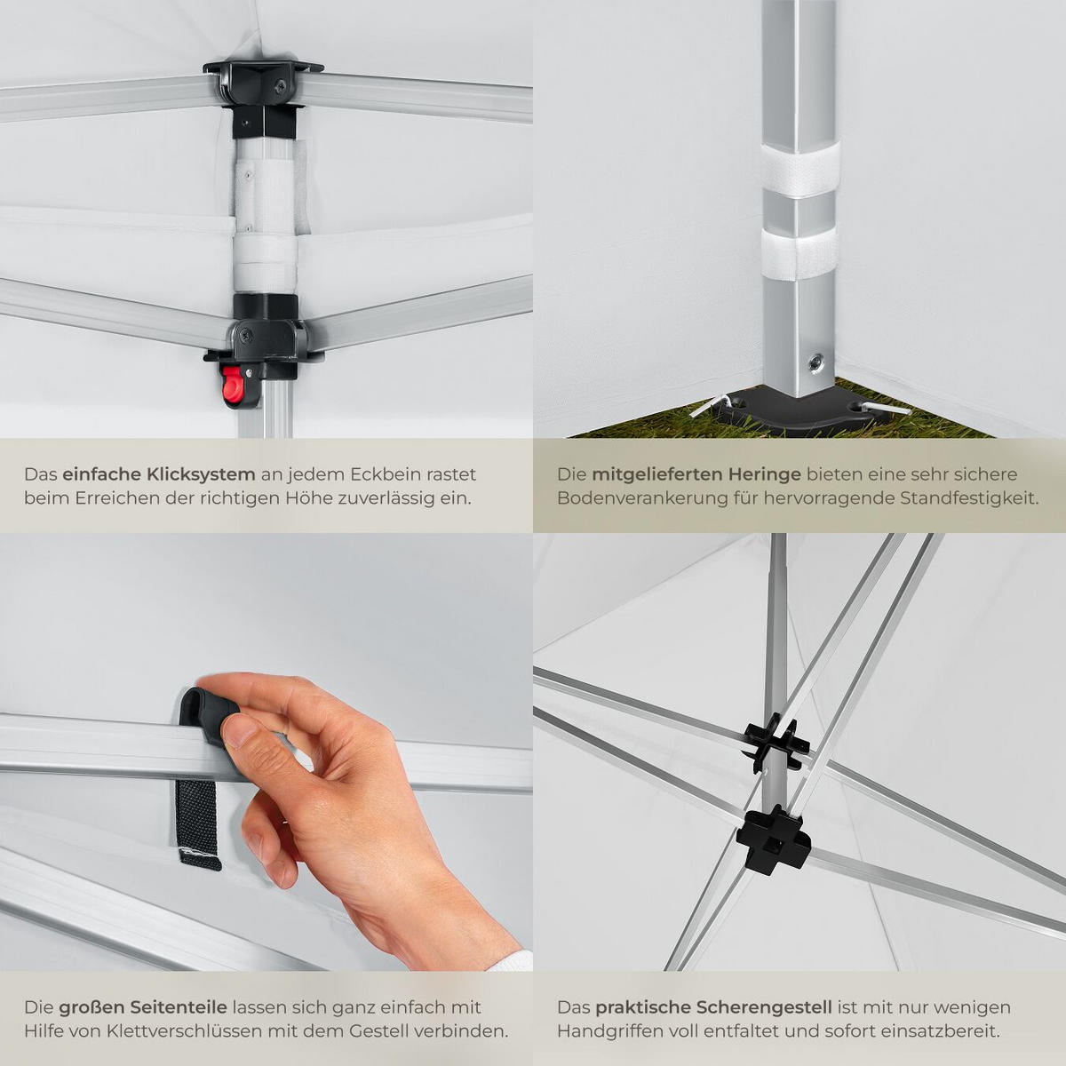 PAVILLON Viola,inklusive Spannseilen, Heringen und Tragetasche,weiß - Weiß, Kunststoff (300/280/600cm) - tectake