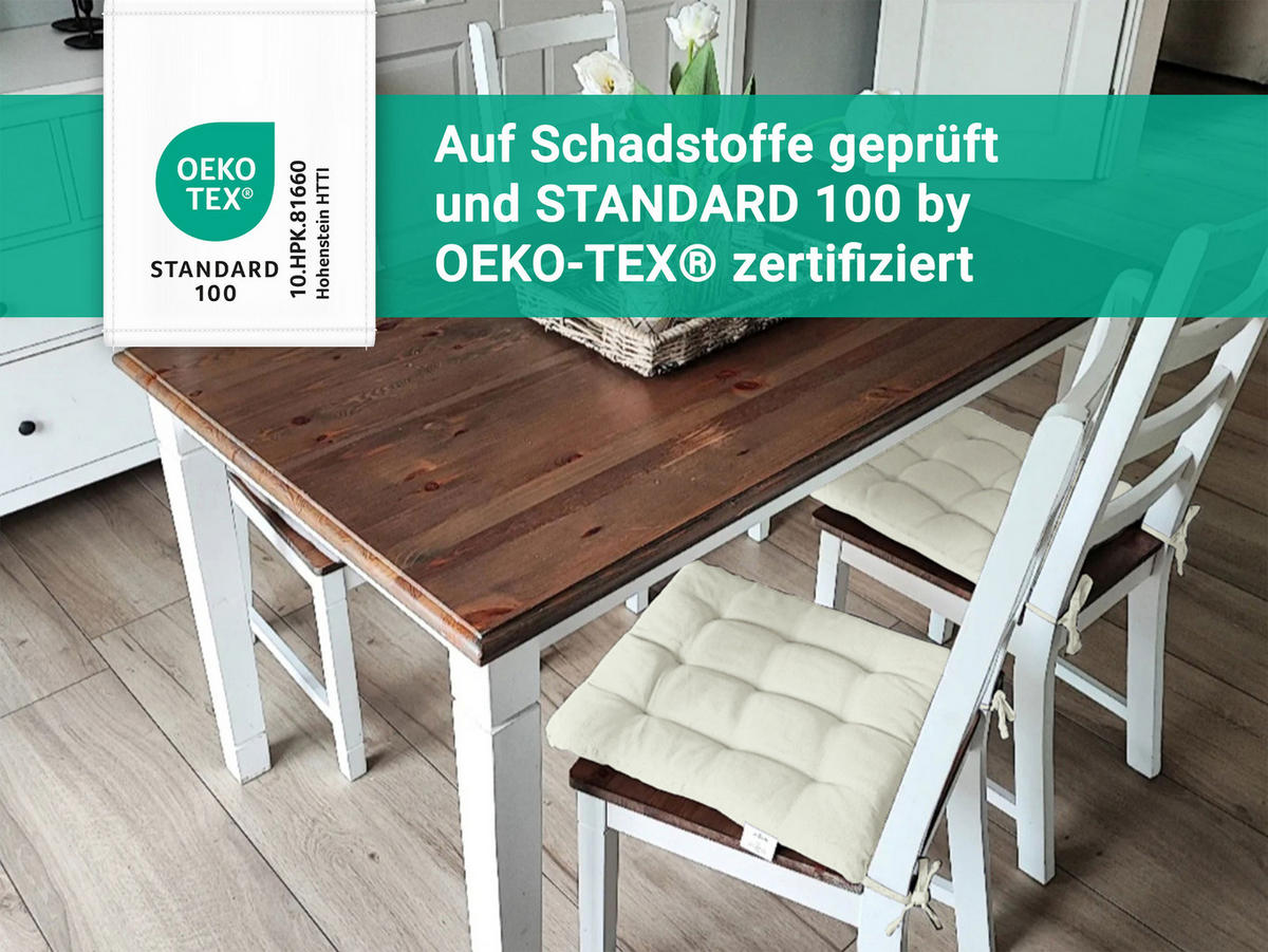 STUHLKISSEN, 4er-Set, 40x40 cm, 100% Polyester, Weiß - Creme, Textil (40/40/3cm) - Zollner