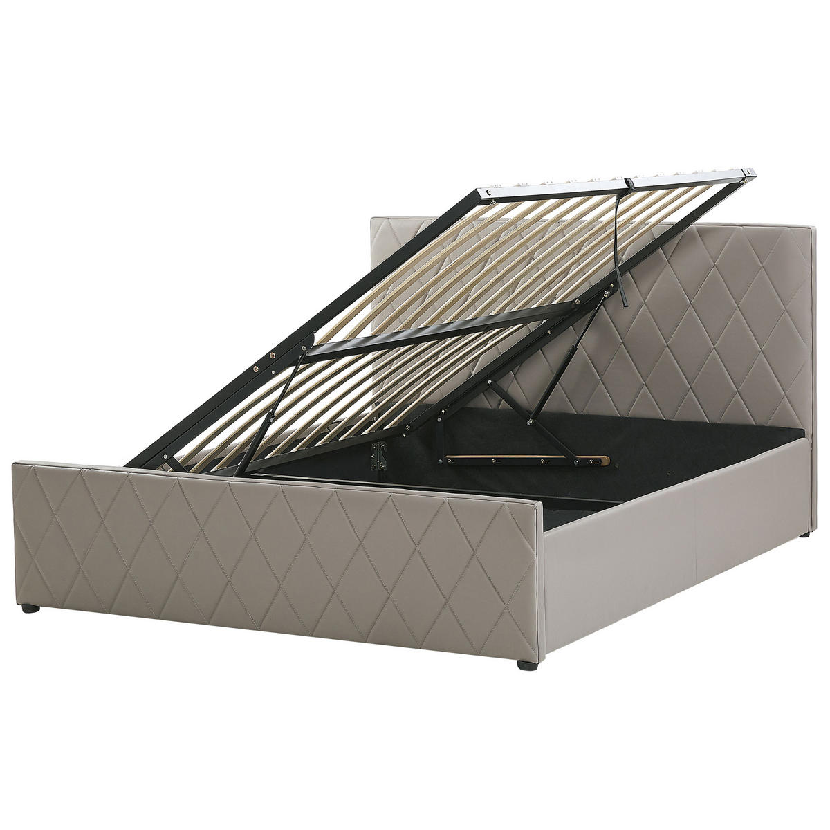 BETT mit Stauraum 180/200 cm Grau Rochefort - Taupe, Kunststoff (180/200cm) - Beliani