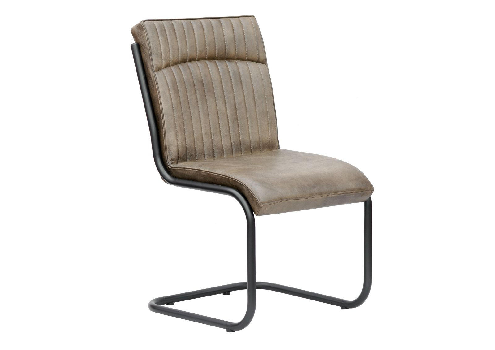 STUHL Echtleder (Büffel) 52 x 61 x 92 cm grau IRON LABEL #04 - Grau, Leder (52/92/61cm) - Massivmoebel24