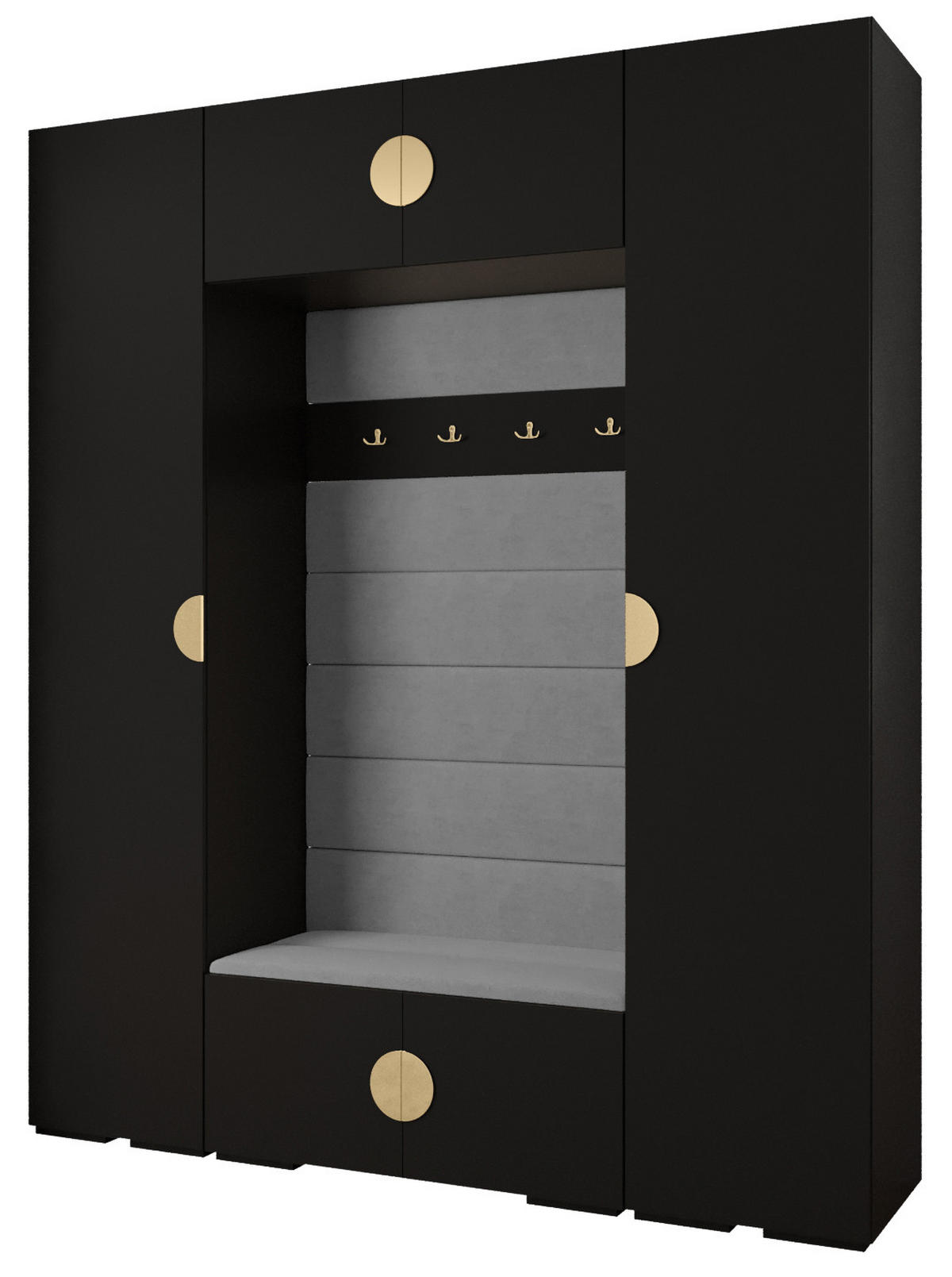 GARDEROBEN-SET 236,7/200/47 - Goldfarben/Schwarz, Holz/Kunststoff (200/236.7/47cm) - Abiks Möbel