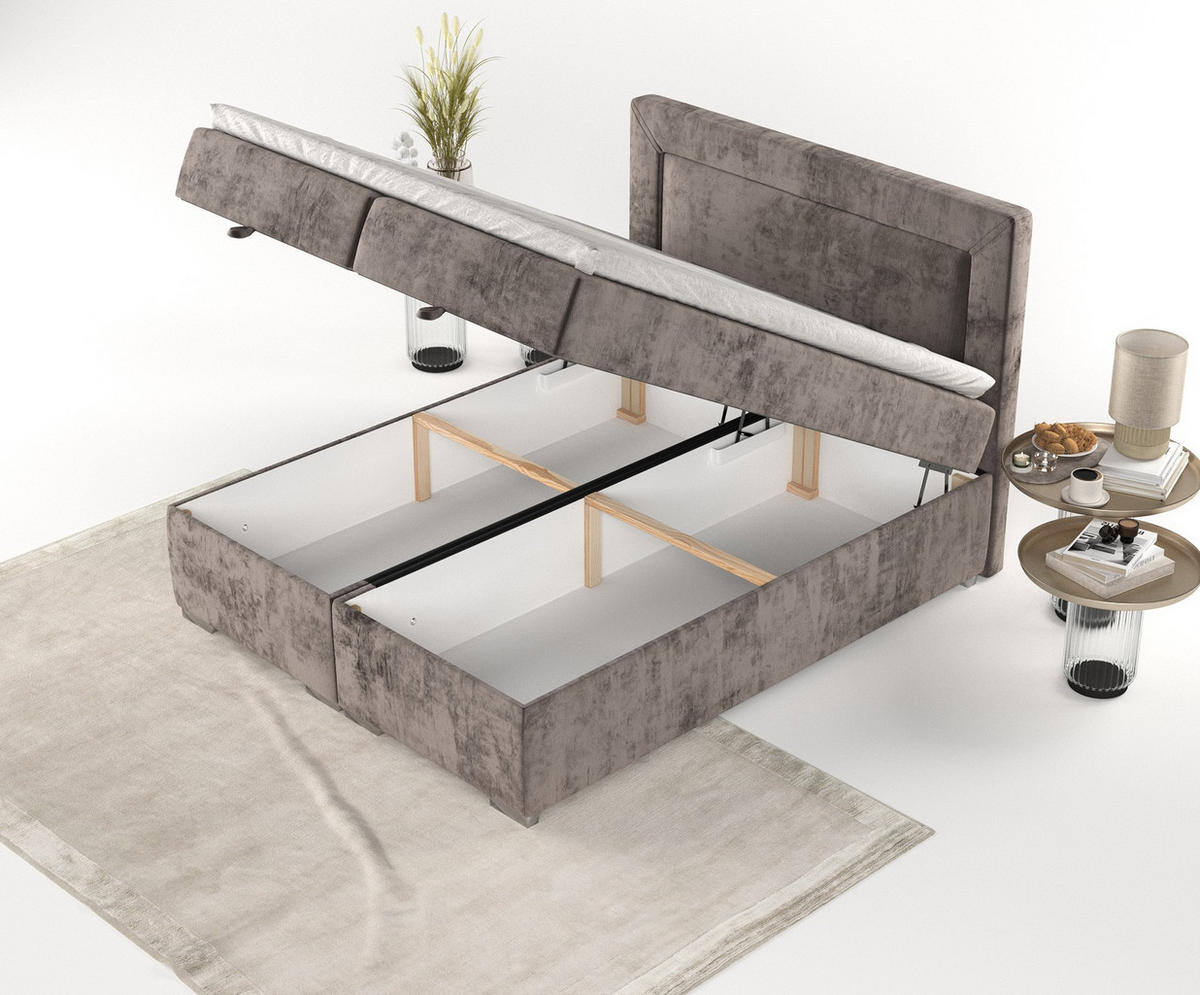 BOXBETT Lontano 120/200 cm Braun im Lotta Stoff - Chromfarben/Braun, Holz/Holzwerkstoff (120/200cm) - AltaBeds