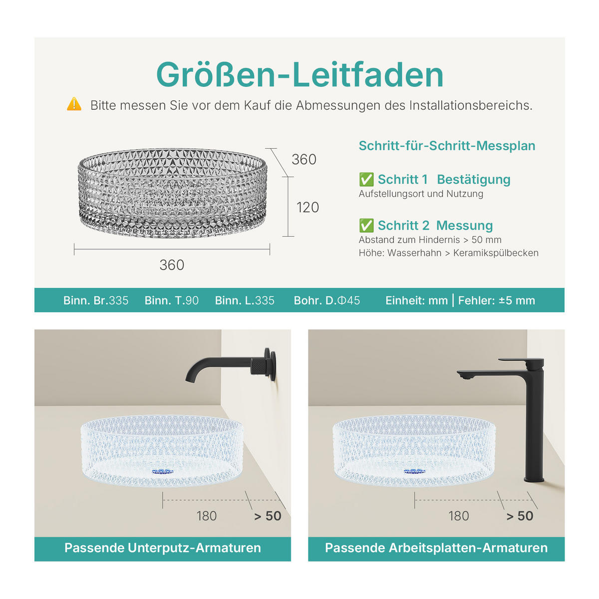 WASCHBECKEN Glas Schwarz Rund 36/ 36/ 11,2 cm - Schwarz, Glas (36/11.2/36cm) - EMKE