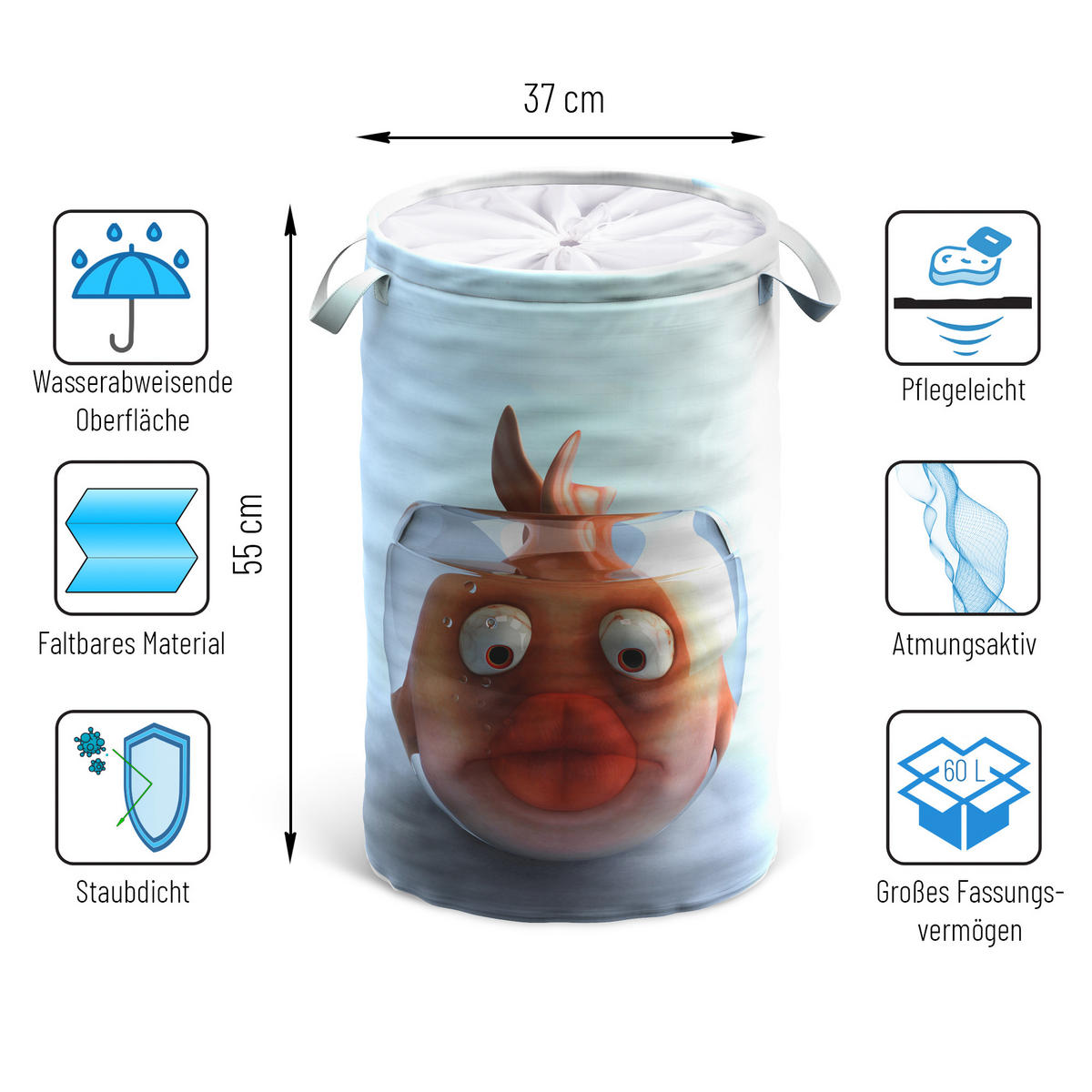 WÄSCHEKORB Goldfisch - Orange, Textil (37/55/55cm) - Sanilo