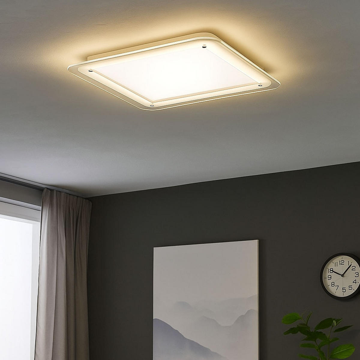 LED DECKENLEUCHTE Glas klar Weiß - Weiß, Glas (52/52/5cm) - Briloner