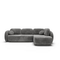 ECKSOFA AMICO II R-S Grau Geflochtener Stoff mit Schlaffunktion - Grau, Holz (289/190cm) - MASSENO