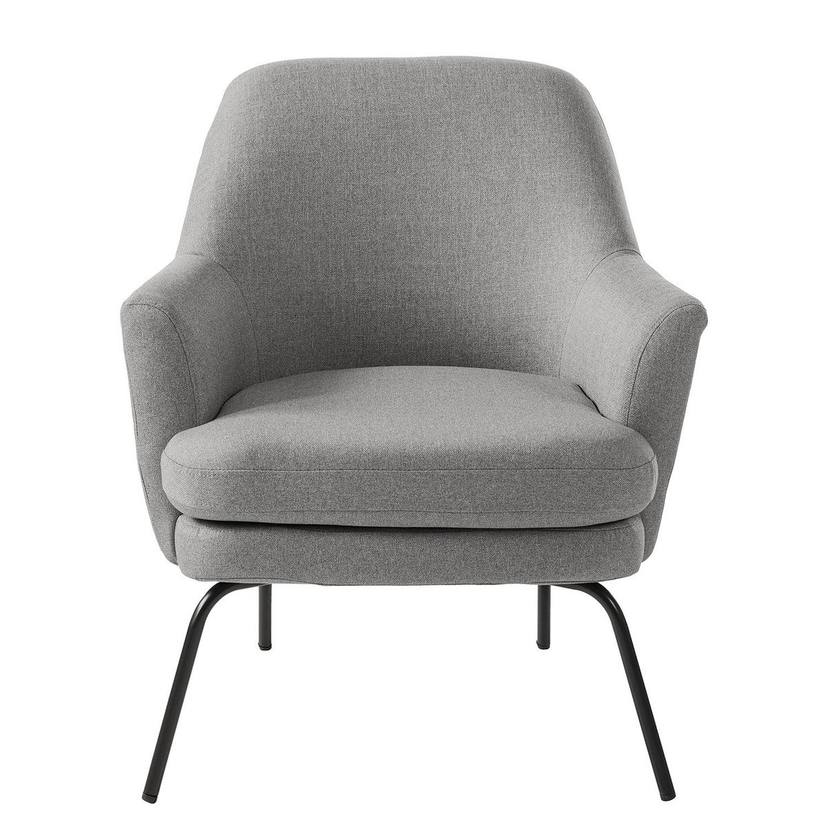 SESSEL - Webstoff - Platinfarben, Textil/Metall (74/83/73cm) - home24