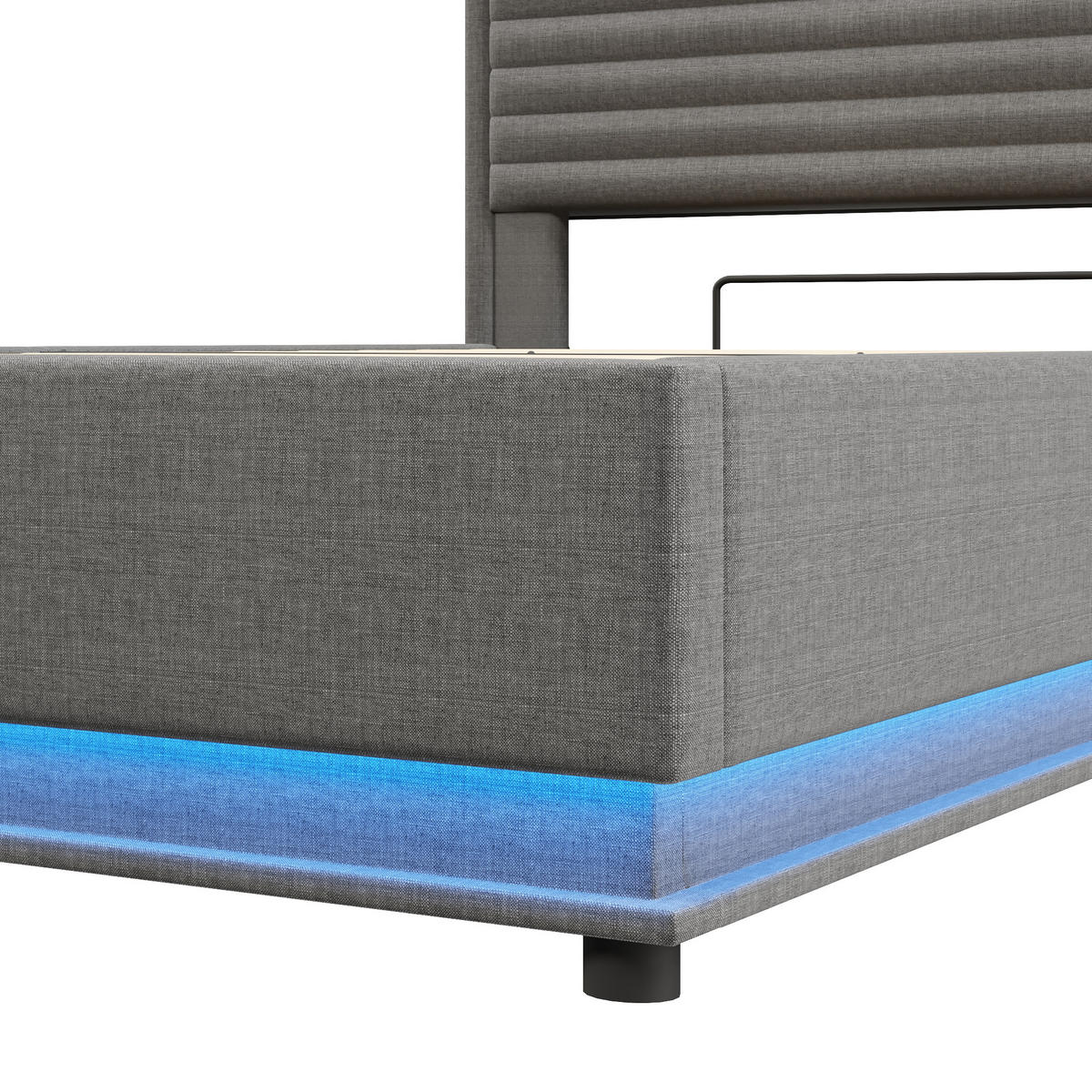POLSTERBETT 140/200 cm in Grau mit Bettkasten, LED und USB-Type-C - Grau, Holzwerkstoff/Textil (140/200cm) - CHICFURN