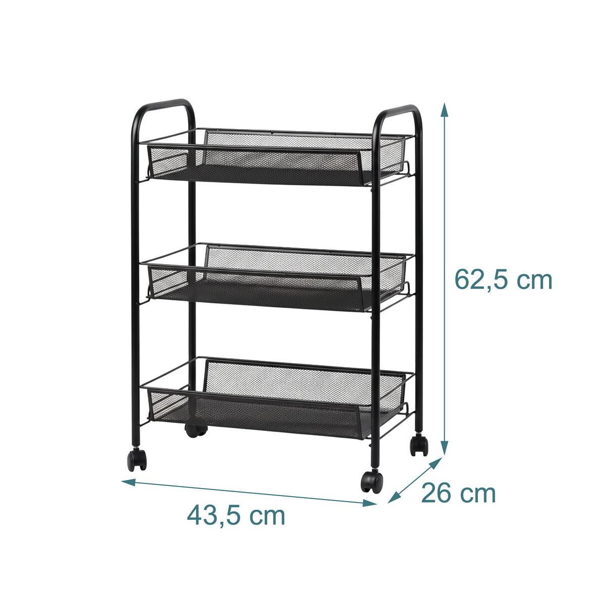 VOZÍK - černá, kov/plast (43.5/62.5/26cm) - Relaxdays