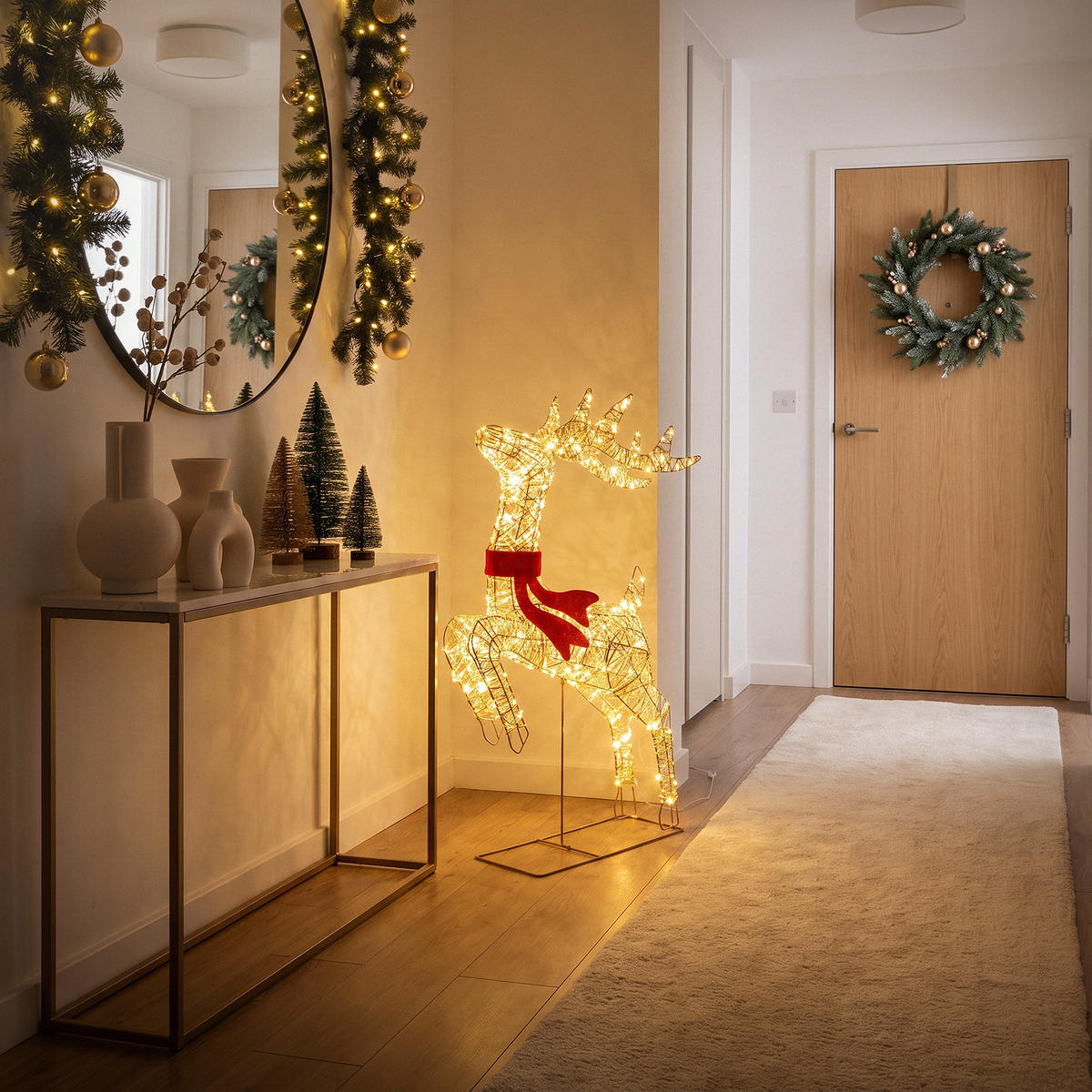 LED SOUSEK, vánoční dekorace, 720 LED, teplá bílá, 91 cm, vánoční osvětlení s časovačem a blikající funkcí - zlatá, kov/plast (59/91/18cm) - ECD-Germany