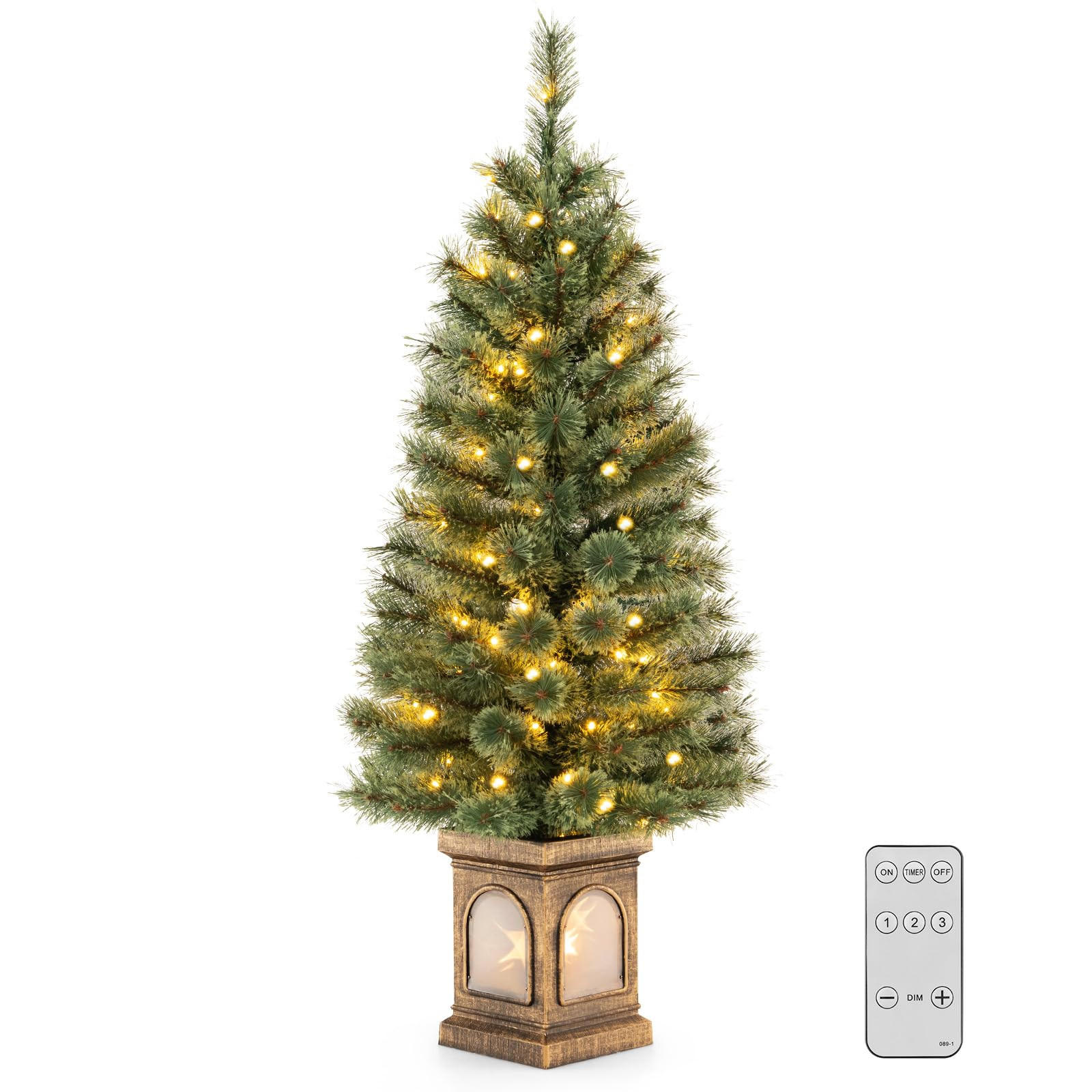WEIHNACHTSBAUM Tannenbaum im Topf mit LEDs und Timer 120 cm grün - Grün, Kunststoff (120cm) - COSTWAY