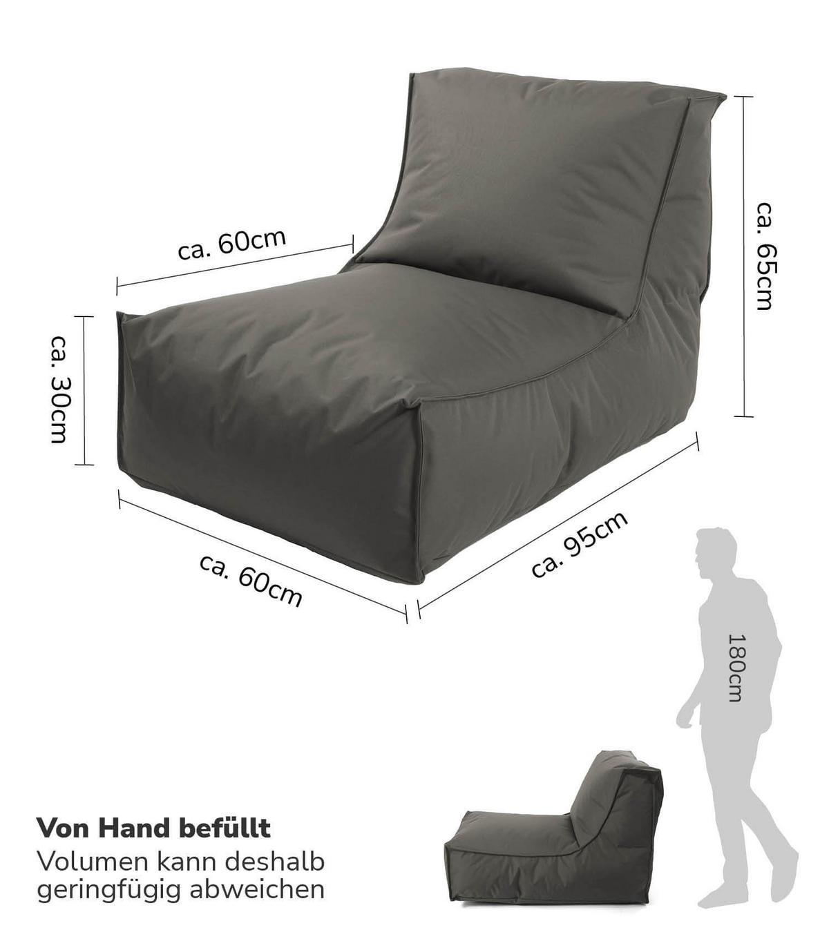 SITZSACK mit Schutzhülle Der Sundowner - Schwarz, Textil (60/65/95cm) - Mokebo