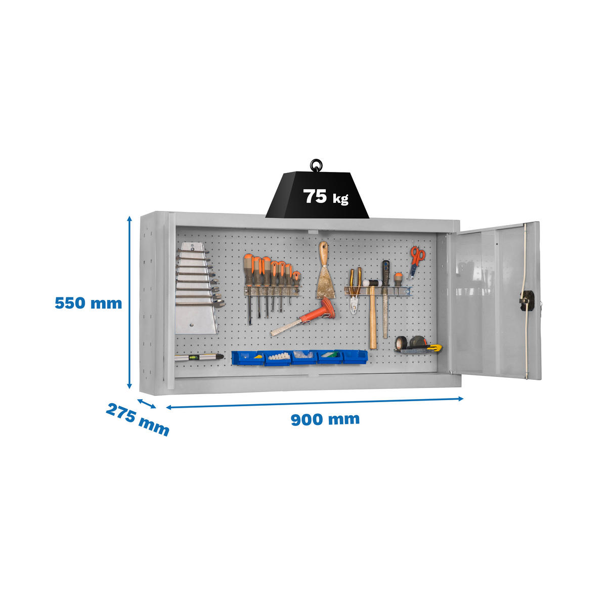 WERKZEUGSCHRANK Hängend Amego HxBxT 55x90x27,5 cm Metall Abschließbar Weiß - Weiß, Metall (90/55/27.5cm) - PROREGAL