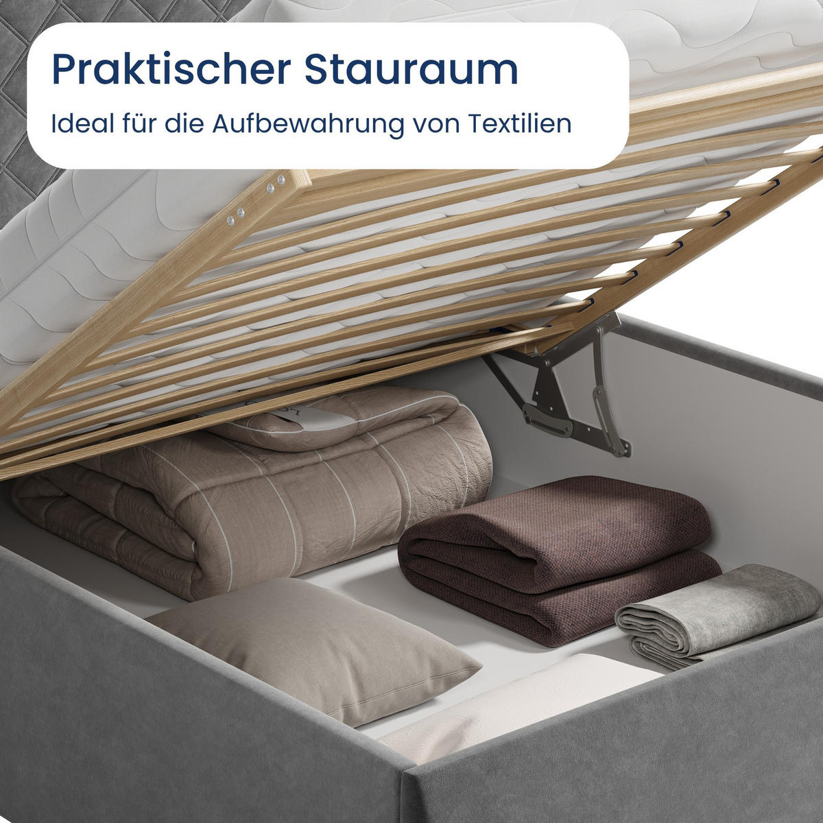 POLSTERBETT 120x200 cm Bonnellfederkernmatratze H2 in Anthrazit - Anthrazit, Textil (120/200cm) - Home Collective