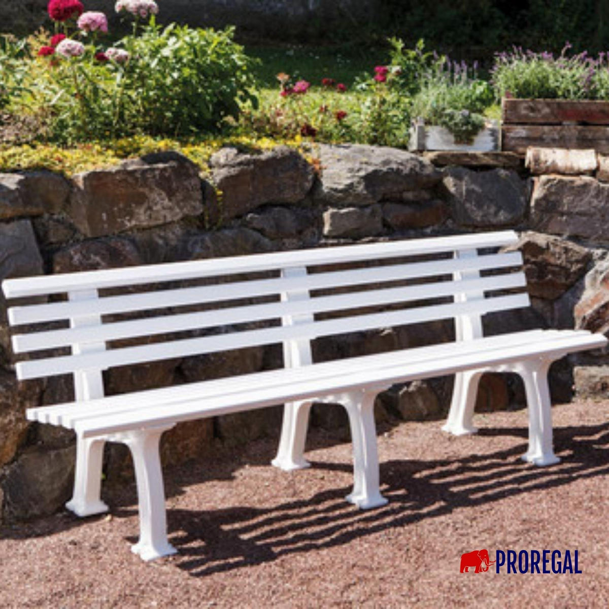 GARTENBANK Antigua 4 Sitzer Weiß 74 x 200 x 54 cm Witterungskunststoff & UV Beständiger Kunststoff - Weiß, Kunststoff (200/74/54cm) - PROREGAL