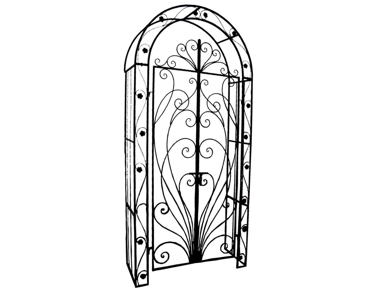 PFORTE Miami Rosenbogen Eisen Schwarz 229x108x40cm - Schwarz, Metall (108/229/40cm) - DELUKE