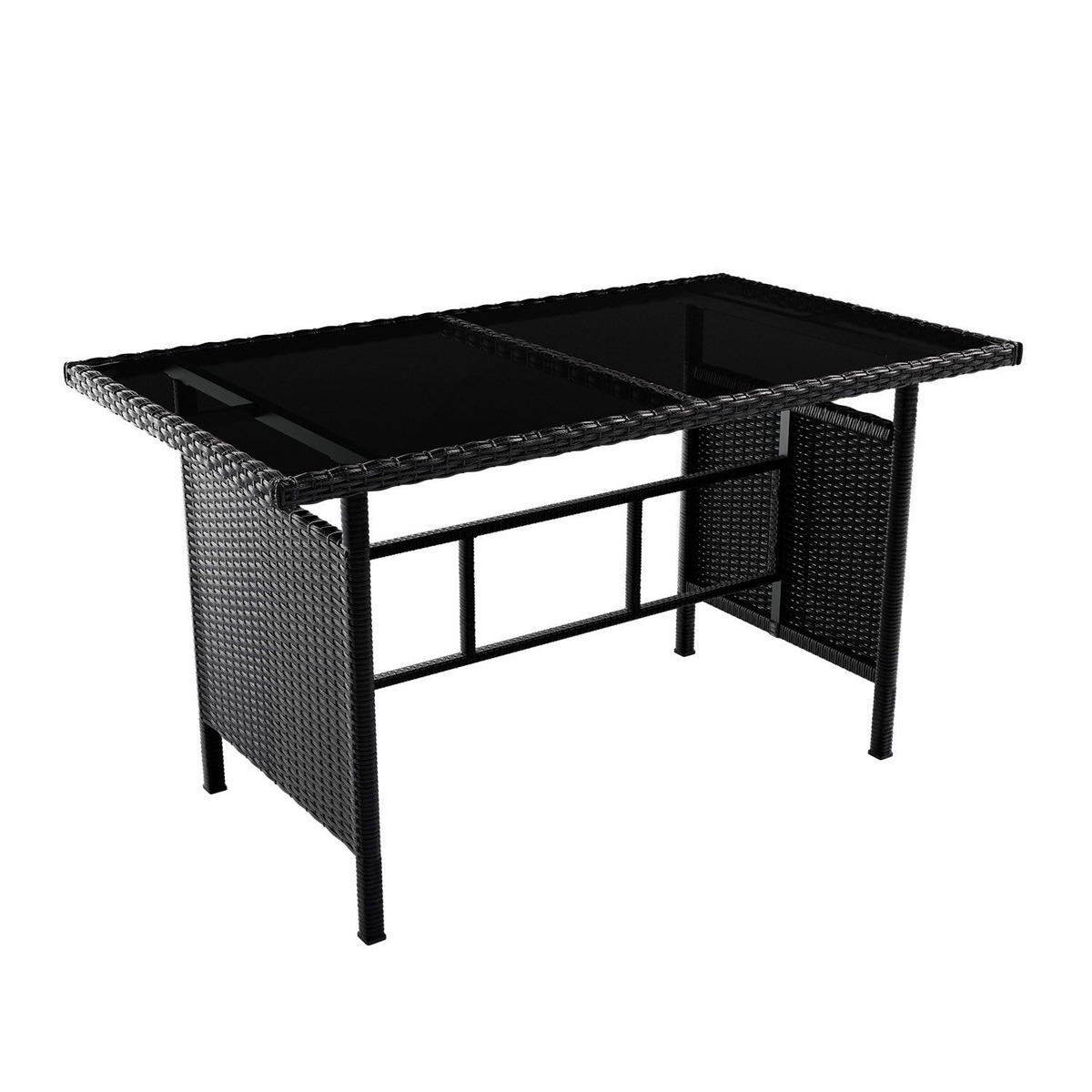 LOUNGEGARNITUR Manacor schwarz, creme inkl. Abdeckung - Creme, Kunststoff/Metall - Juskys