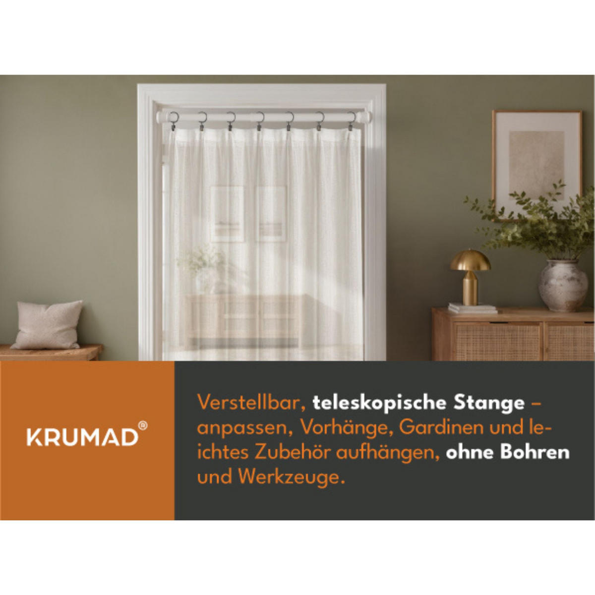 VORHANGSTANGE, Weiß - Weiß, Metall (2/120cm) - KRUMAD