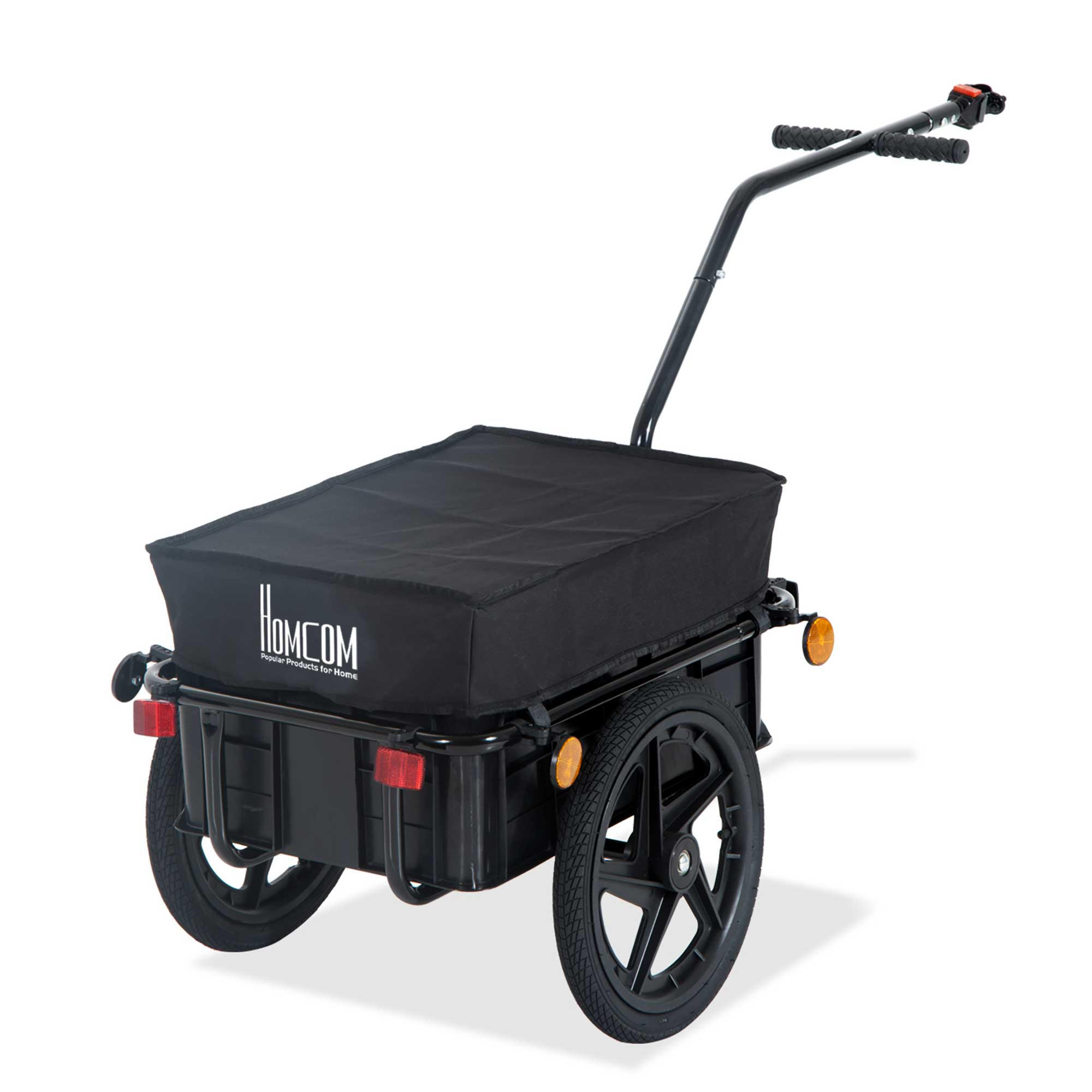 FAHRRADANHÄNGER, PP, Schwarz, 144L x 59B x 80H cm - Schwarz, Metall (59/80/144cm) - HOMCOM