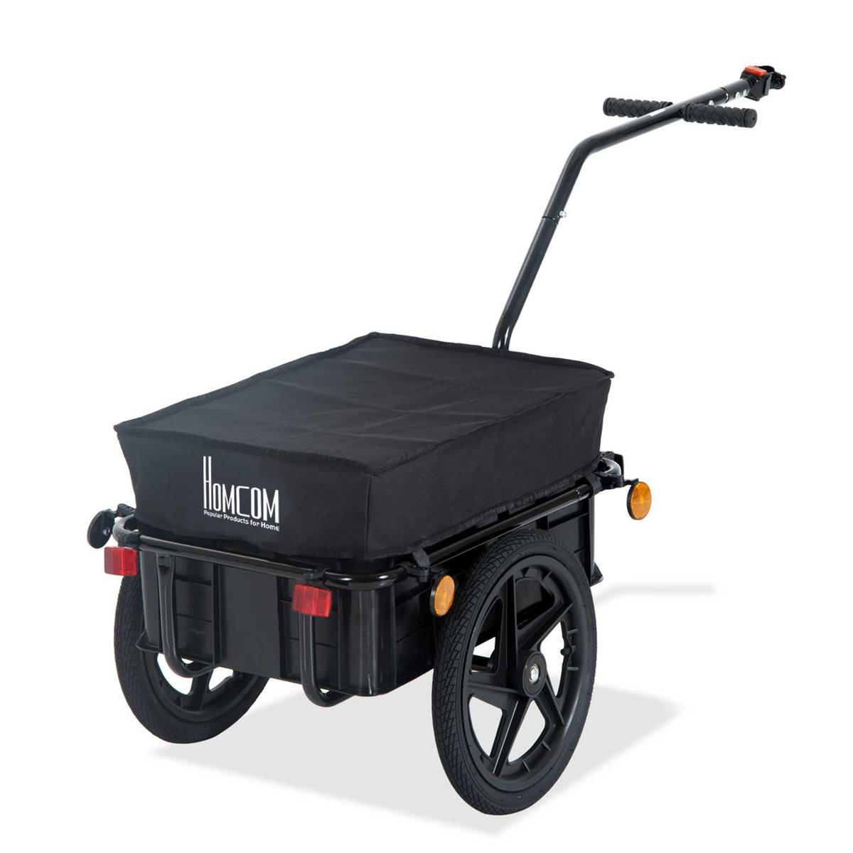 FAHRRADANHÄNGER, PP, Schwarz, 144L x 59B x 80H cm - Schwarz, Metall (59/80/144cm) - HOMCOM