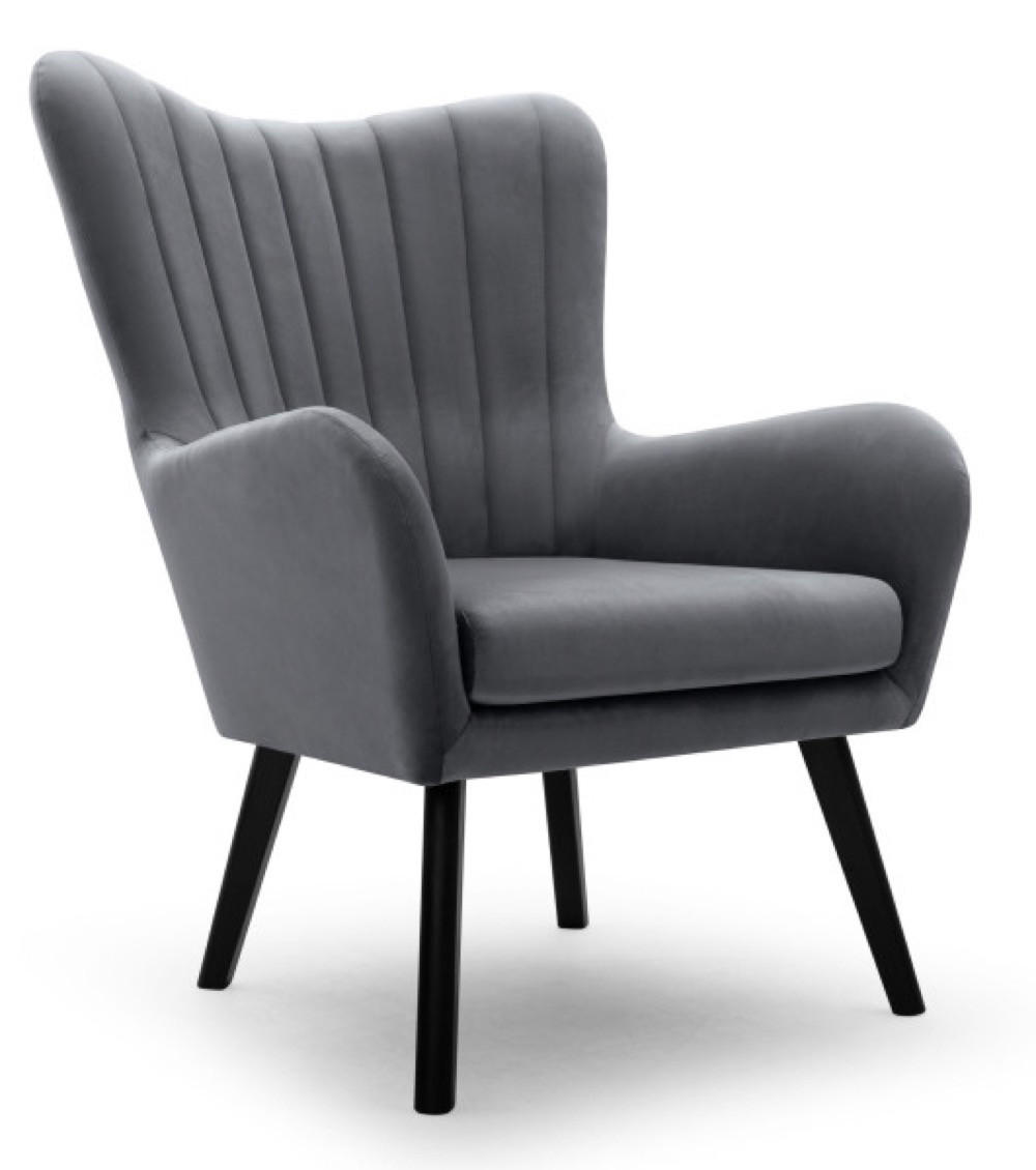 SESSEL Dunkelgrau TEDI Auf Holzbeinen Gepolstert Velluto - Grau, Textil (76/100/78cm) - Sepro Meble