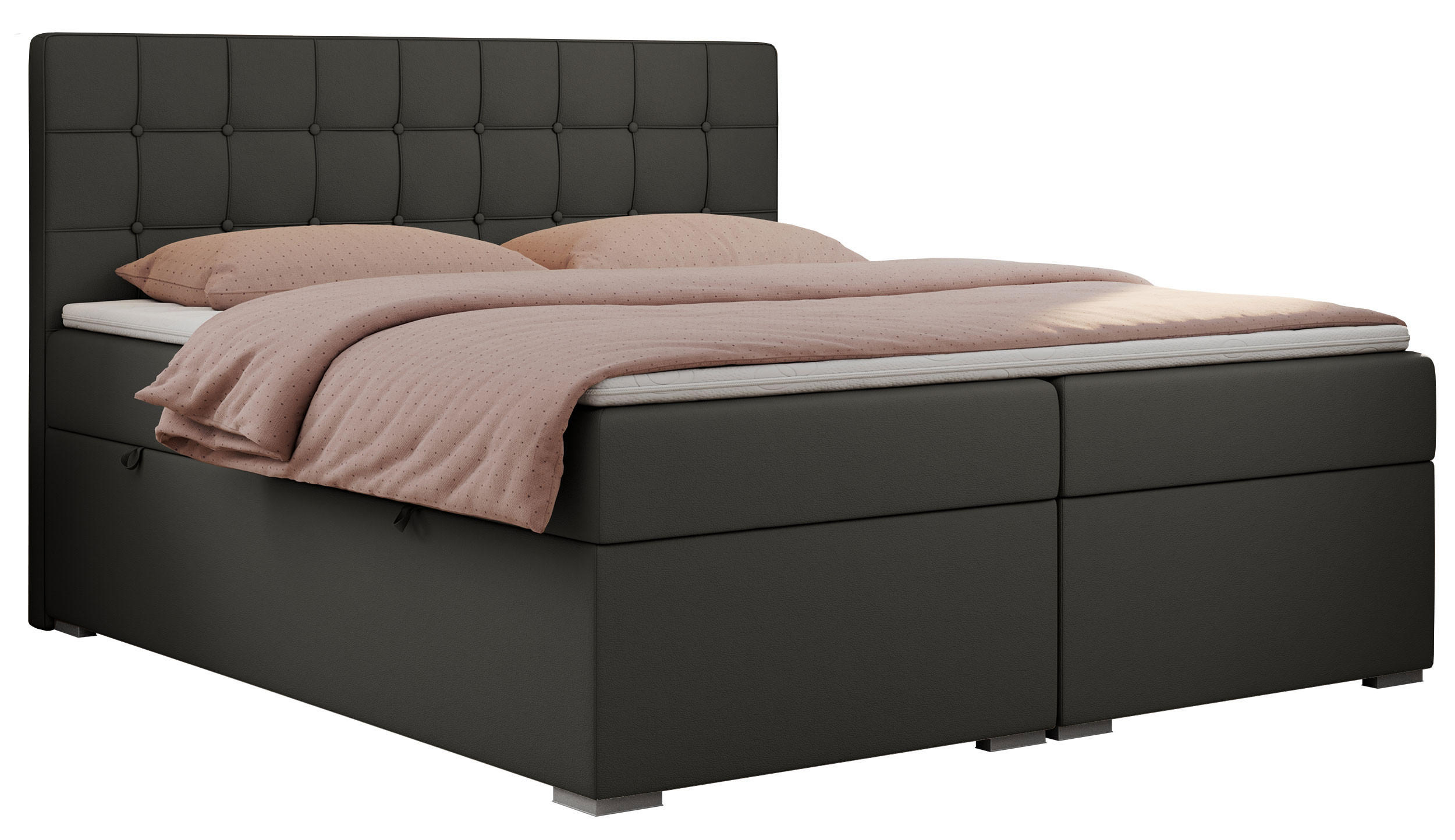 BOXBETT CARMEN 180/200 Dunkelgrau Kunstleder - H3 - Dunkelgrau, Holz/Textil (180/200cm) - MKS